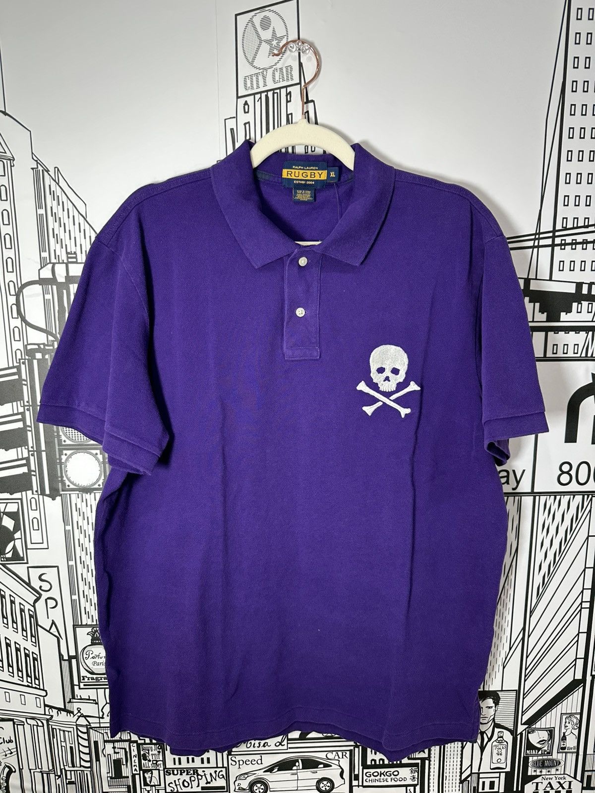 Rugby Ralph Lauren Rugby Ralph Lauren Skull & Bones Polo Purple XL Size US XL / EU 56 / 4 - 2 Thumbnail