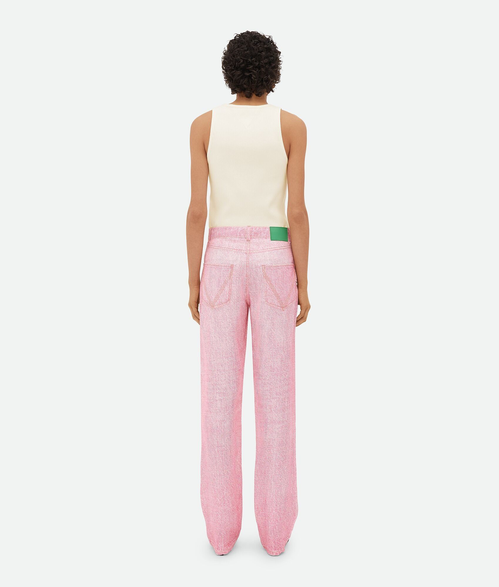Bottega Veneta o1bcso1str0725 Printed Denim Viscose Trousers in Pink/White Size 26" / US 2 / IT 38 - 3 Thumbnail