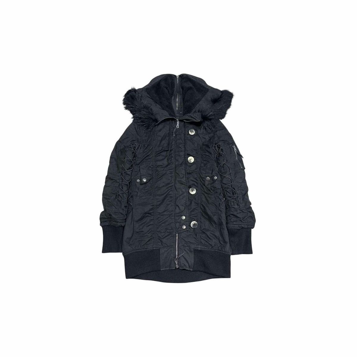 14th Addiction × Japanese Brand × Le Grande Bleu (L.G.B.) 🔥Sick Y2K Lip Service Parachute Fur Parka Jacket Drawstring Size US M / EU 48-50 / 2 - 1 Thumbnail