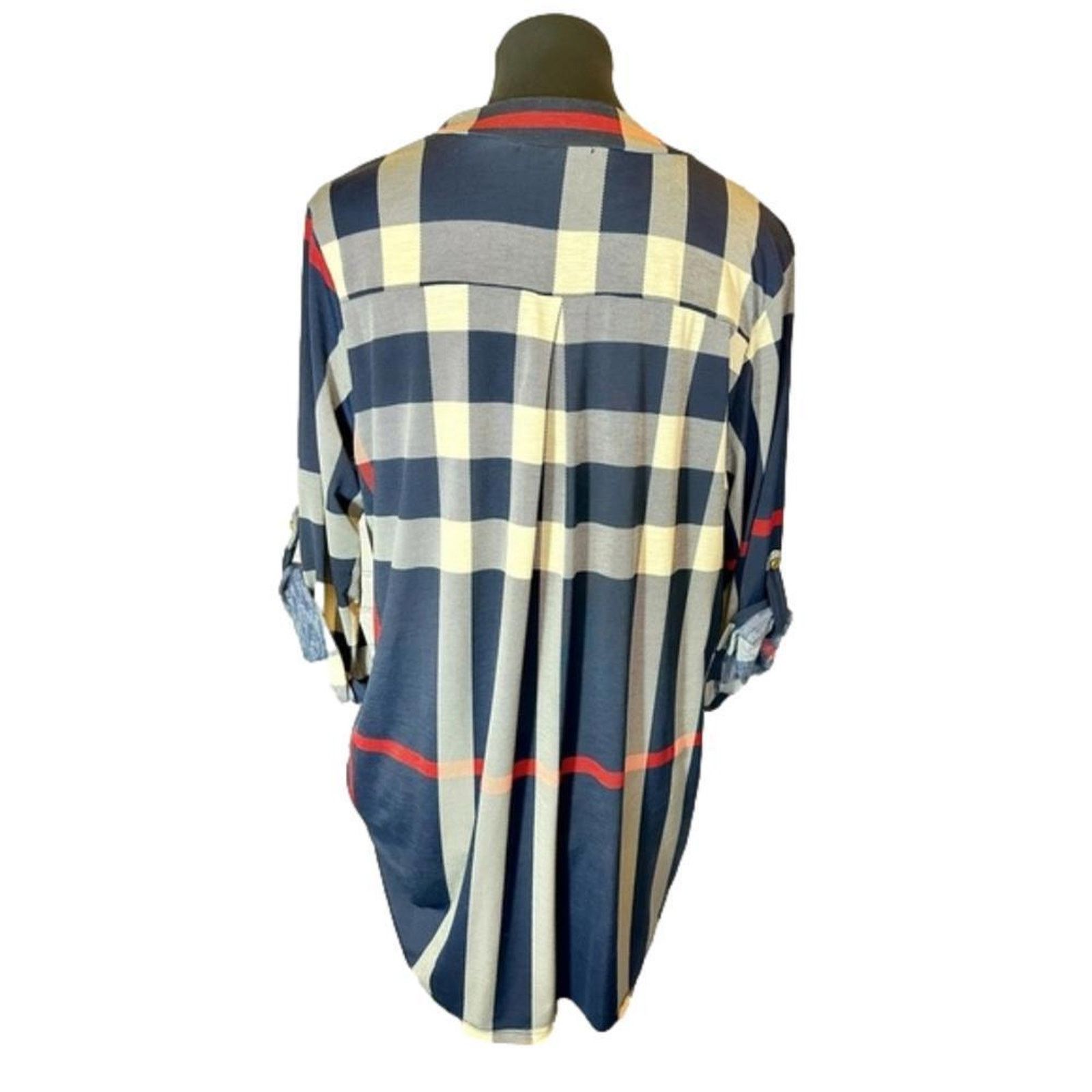 Designer Perfectly Priscilla Plaid Tunic Top Size XL / US 12-14 / IT 48-50 - 4 Thumbnail