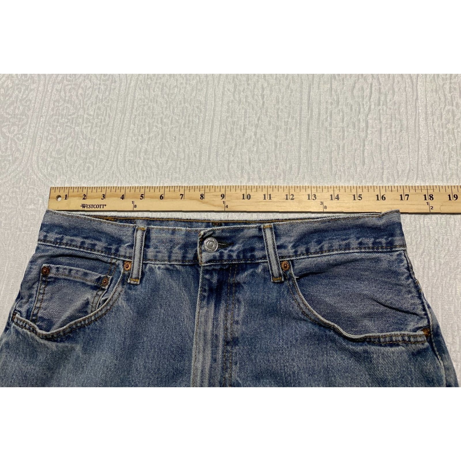 Levi's VINTAGE Levi's 550 Jean Shorts Bermuda Denim Distressed 5-Pocket Mens 33 Blue Hemmed Cutoff Size US 33 - 4 Thumbnail