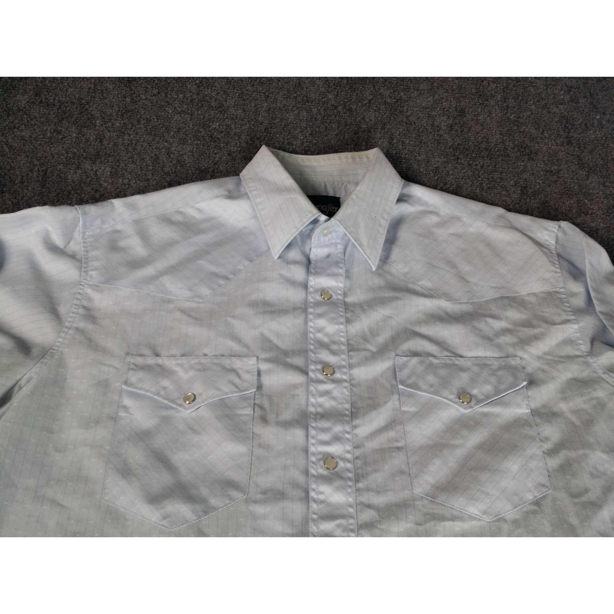 Wrangler Wrangler Pearl Snap Button Up Shirt Men Sz L Blue Pin Stripe Size US L / EU 52-54 / 3 - 2 Thumbnail