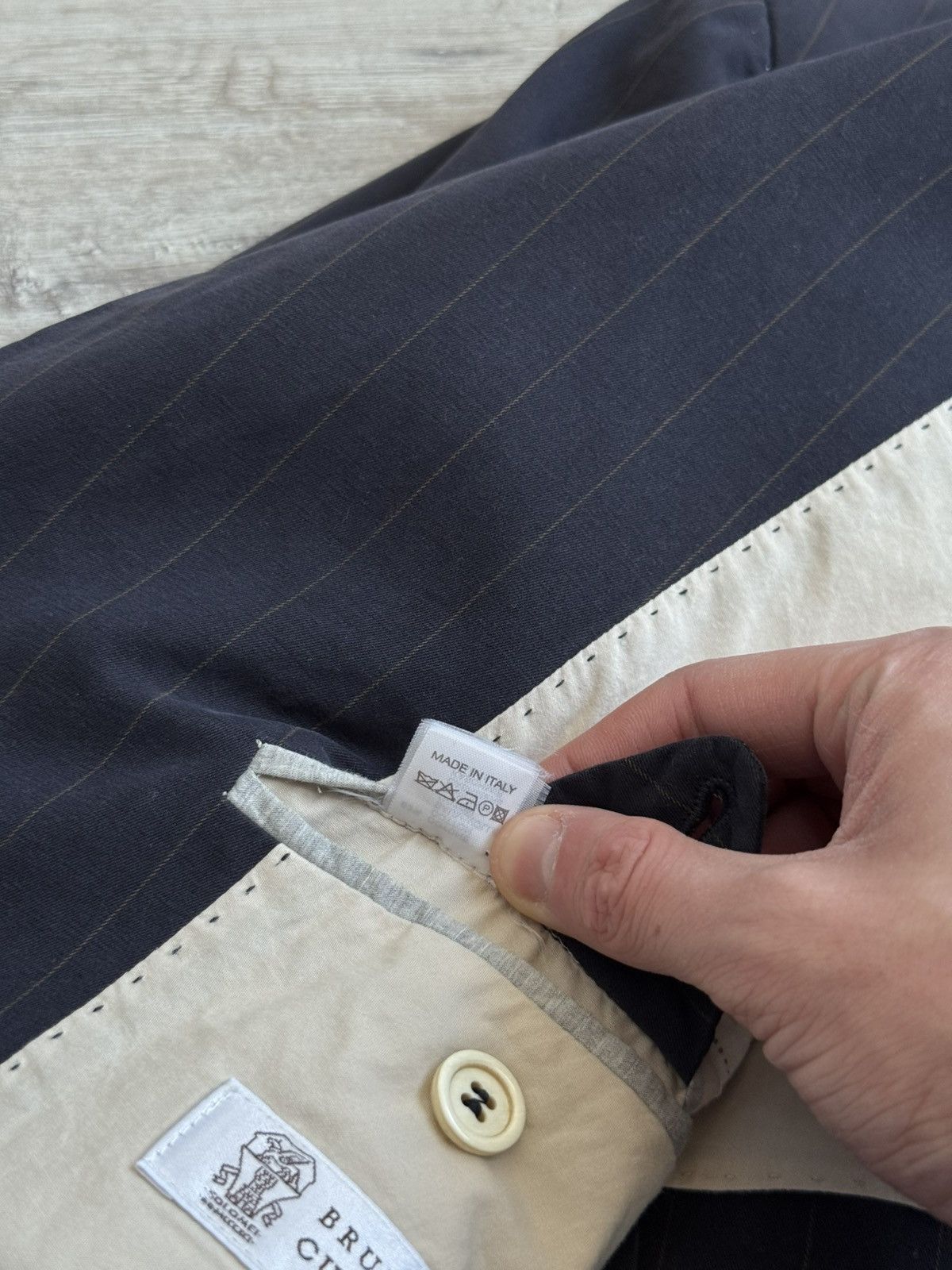 Brunello Cucinelli Brunello Cucinelli Pinstripe Cotton Cashmere Blazer Size 44R - 17 Thumbnail