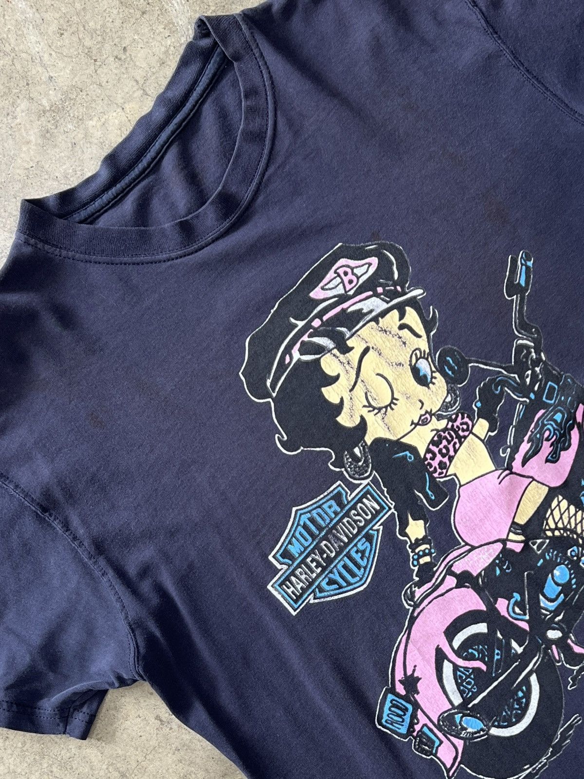 Harley Davidson Vintage Betty Boop Harley Davidson Pink Motorcycle Tee Large Size US L / EU 52-54 / 3 - 1 Thumbnail
