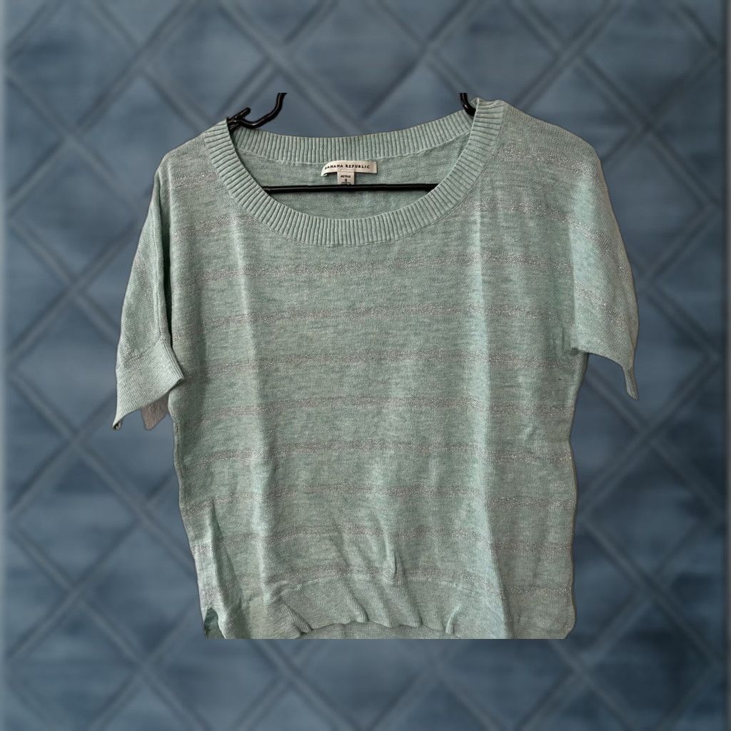 Banana Republic Banana Republic Sweater Womens Petite Small Blue Dolman Short Sleeve Stretch Size S / US 4 / IT 40 - 1 Thumbnail