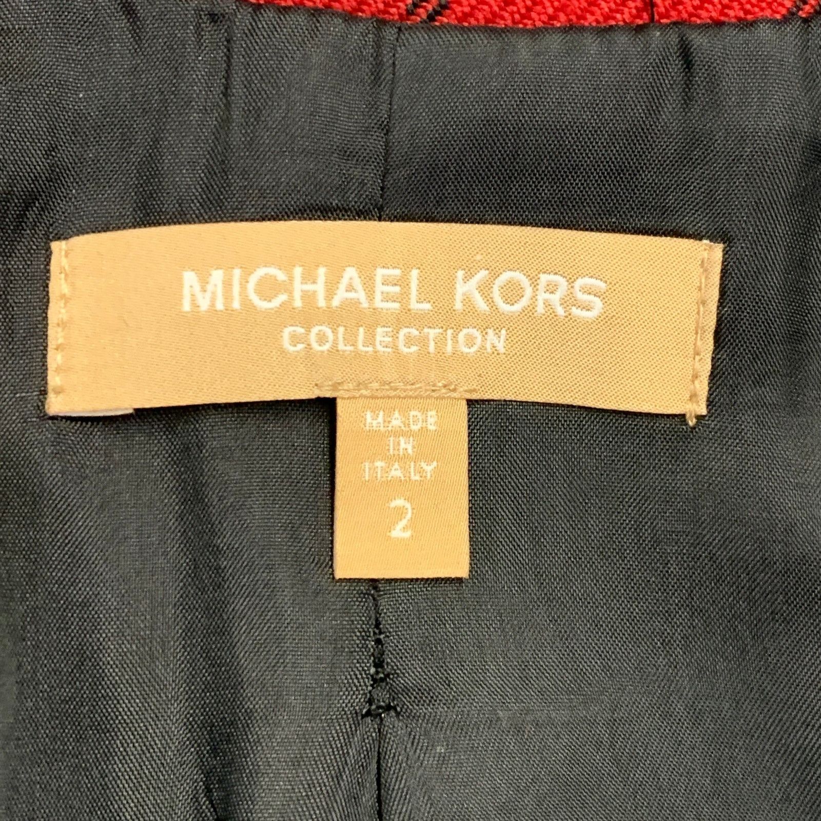Michael Kors MICHAEL KORS COLLECTION Red Black Wool Plaid Jacket Blazer Size XS / US 0-2 / IT 36-38 - 7 Thumbnail