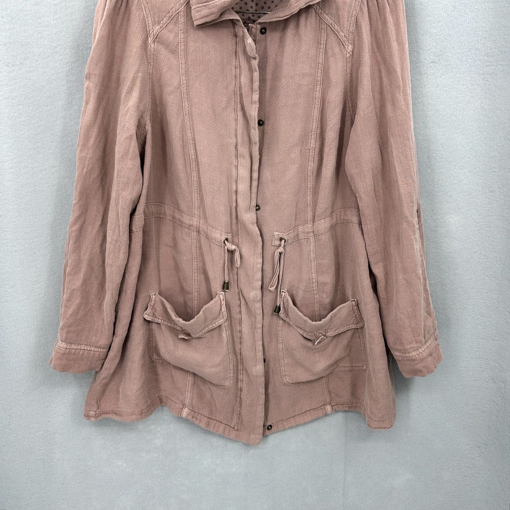 Torrid Torrid Twill Anorak Jacket Womens 14W Pink Full Zip Hooded Lightweight Casual Plus Size 14W Womens Jacket Size XL / US 12-14 / IT 48-50 - 2 Thumbnail
