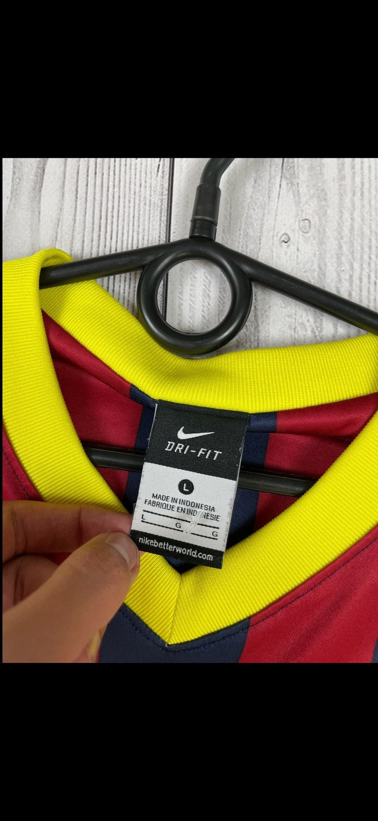 Nike Vintage nike Barcelona soccer jersey size L striped Size US L / EU 52-54 / 3 - 4 Thumbnail