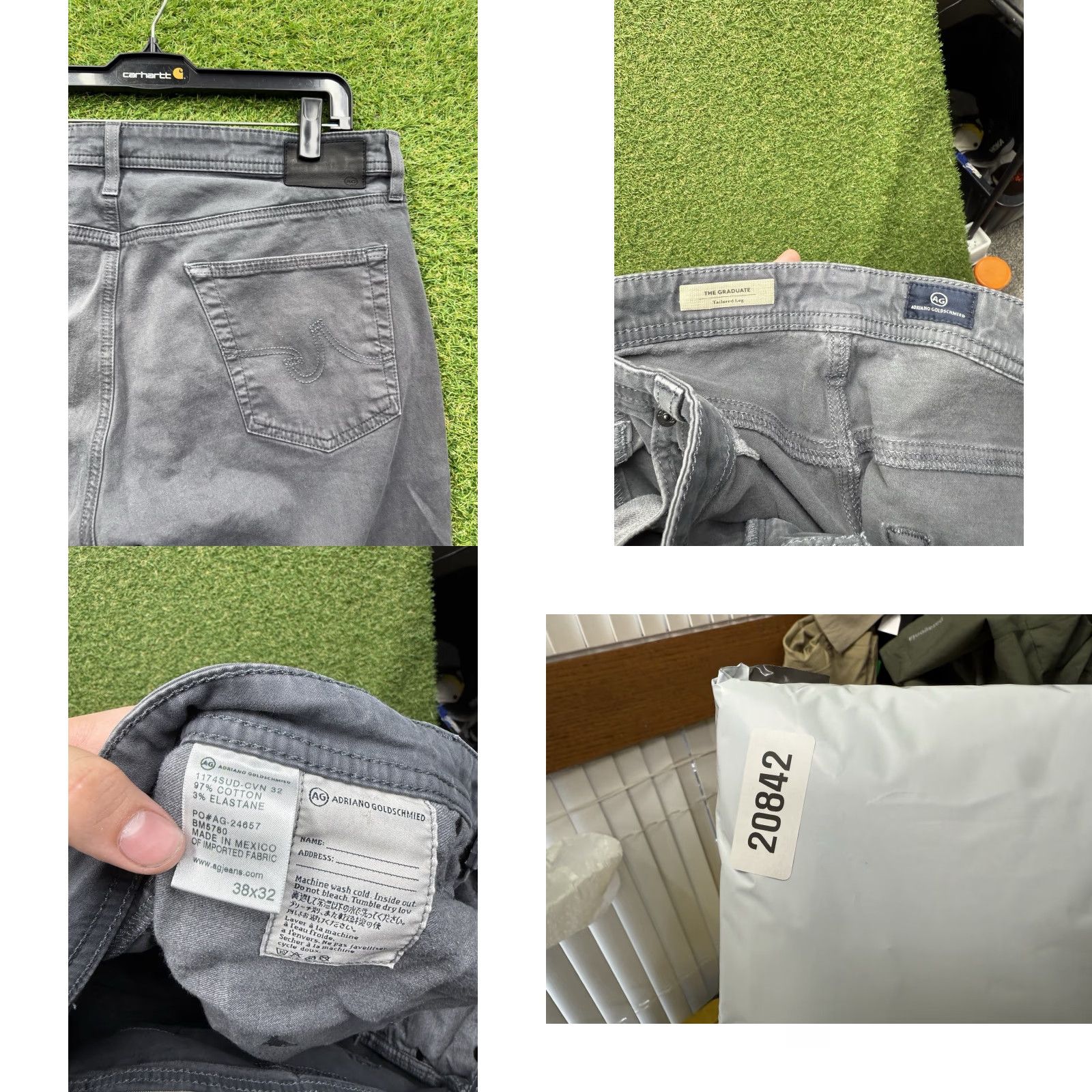 Vintage Adriano Goldschmied The Graduate Tailored Leg Chino Stretch Pants Mens 38x32 Gray Cotton Blend 5-Pocket Regular Straight Classic Size US 38 / EU 54 - 8 Thumbnail