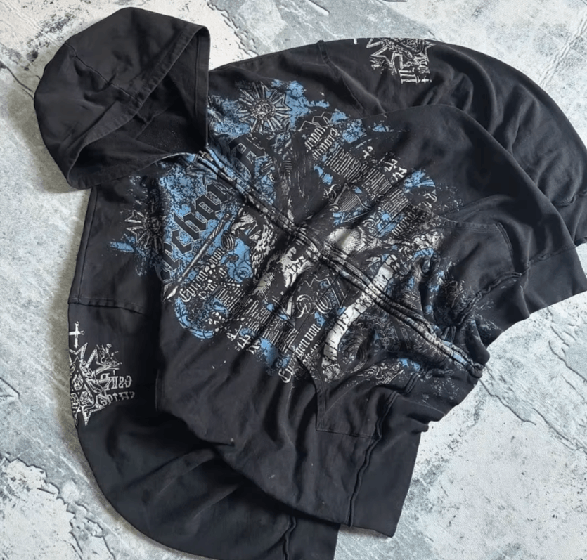 3 Hoodie Retro Gothic Pattern Zipper Hoodie