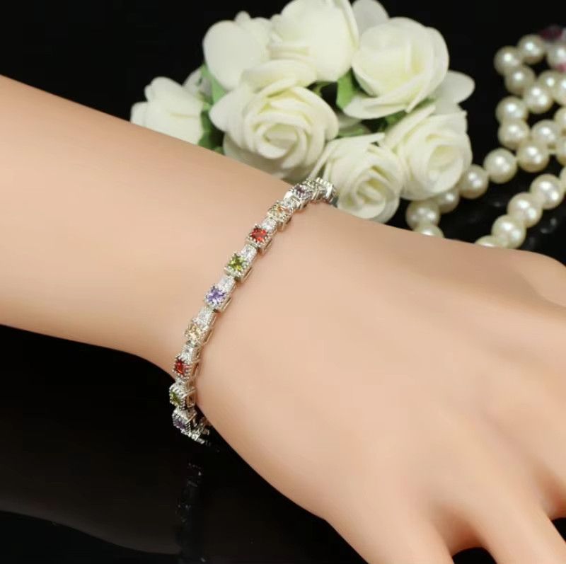 Jewelry Shiny Rhinestone Zirconia Square Bracelet Size ONE SIZE - 3 Thumbnail