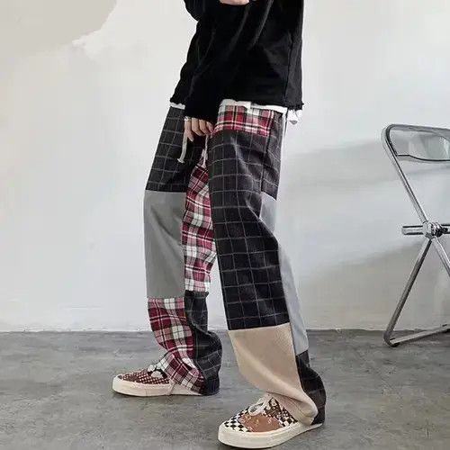 Patchwork Plaid Streetwear Pants
