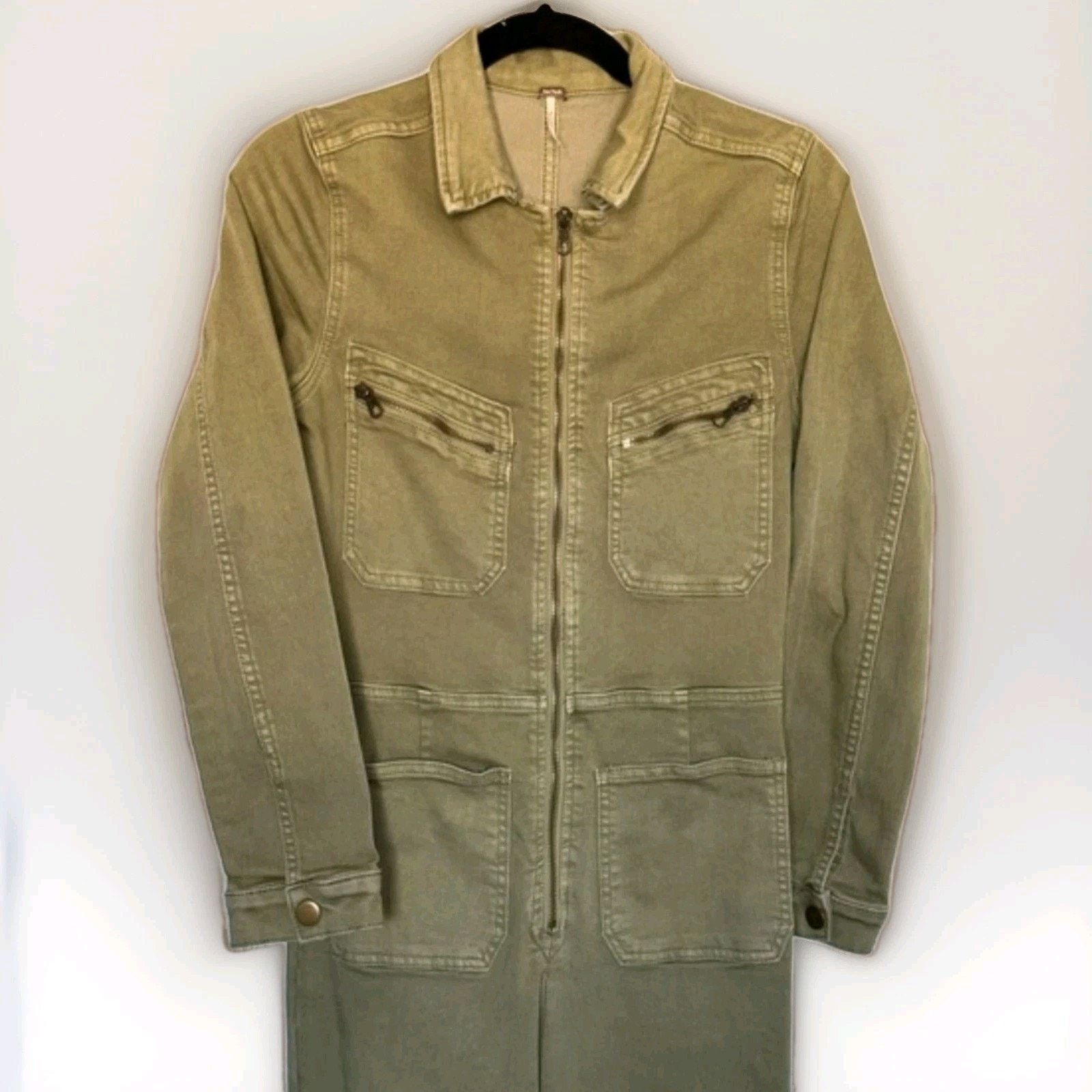 Free People Free People Lennox Denim Utility Jumpsuit Army Green Size S Size 26" / US 2 / IT 38 - 8 Thumbnail