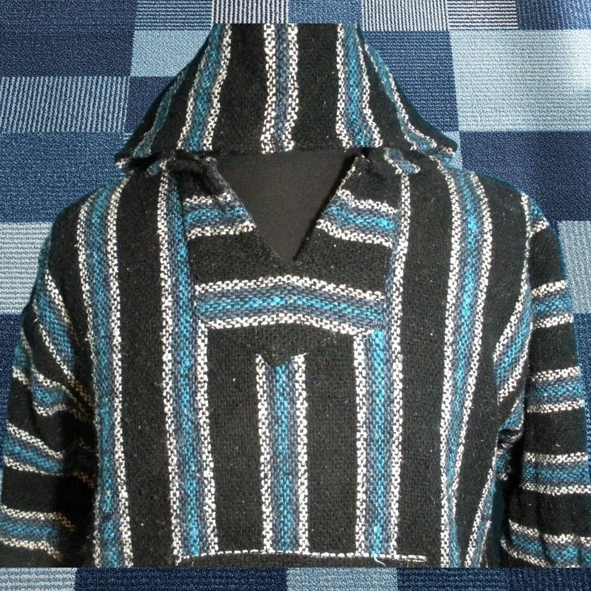Sunspel Sunspecs Hooded Pullover Poncho Baja Multicolor Stripe Adult S/M Mens Hoodie Pullover Hippie Hipster Surfer Beach Outdoor Colorful Size US S / EU 44-46 / 1 - 1 Thumbnail