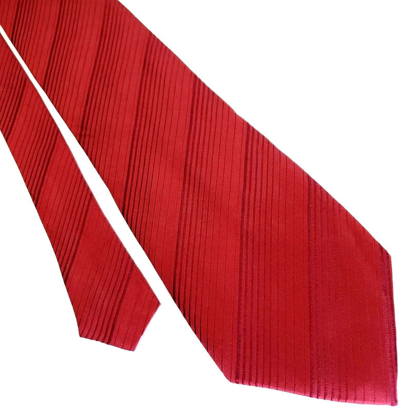Van Heusen Van Heusen Red Silk Tie Woven Striped Short Size ONE SIZE - 1 Thumbnail