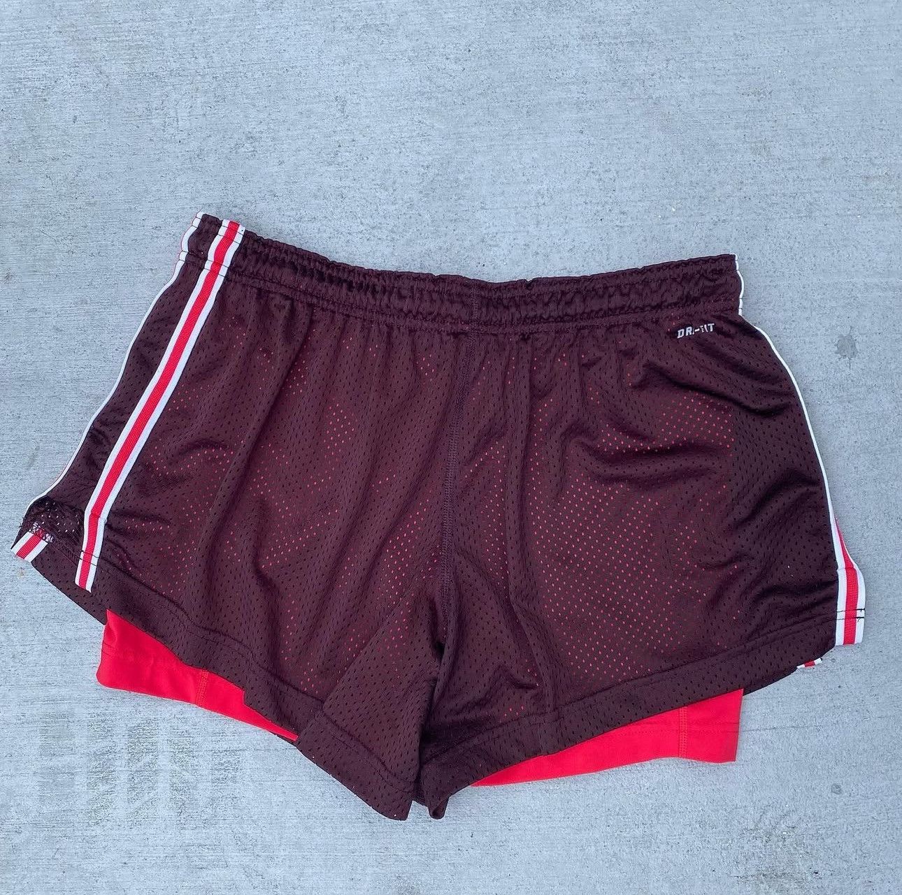 Nike Nike 2-in-1 Dri-Fit Burgundy Brown/Pink Running Shorts Size 32" / US 10 / IT 46 - 4 Thumbnail