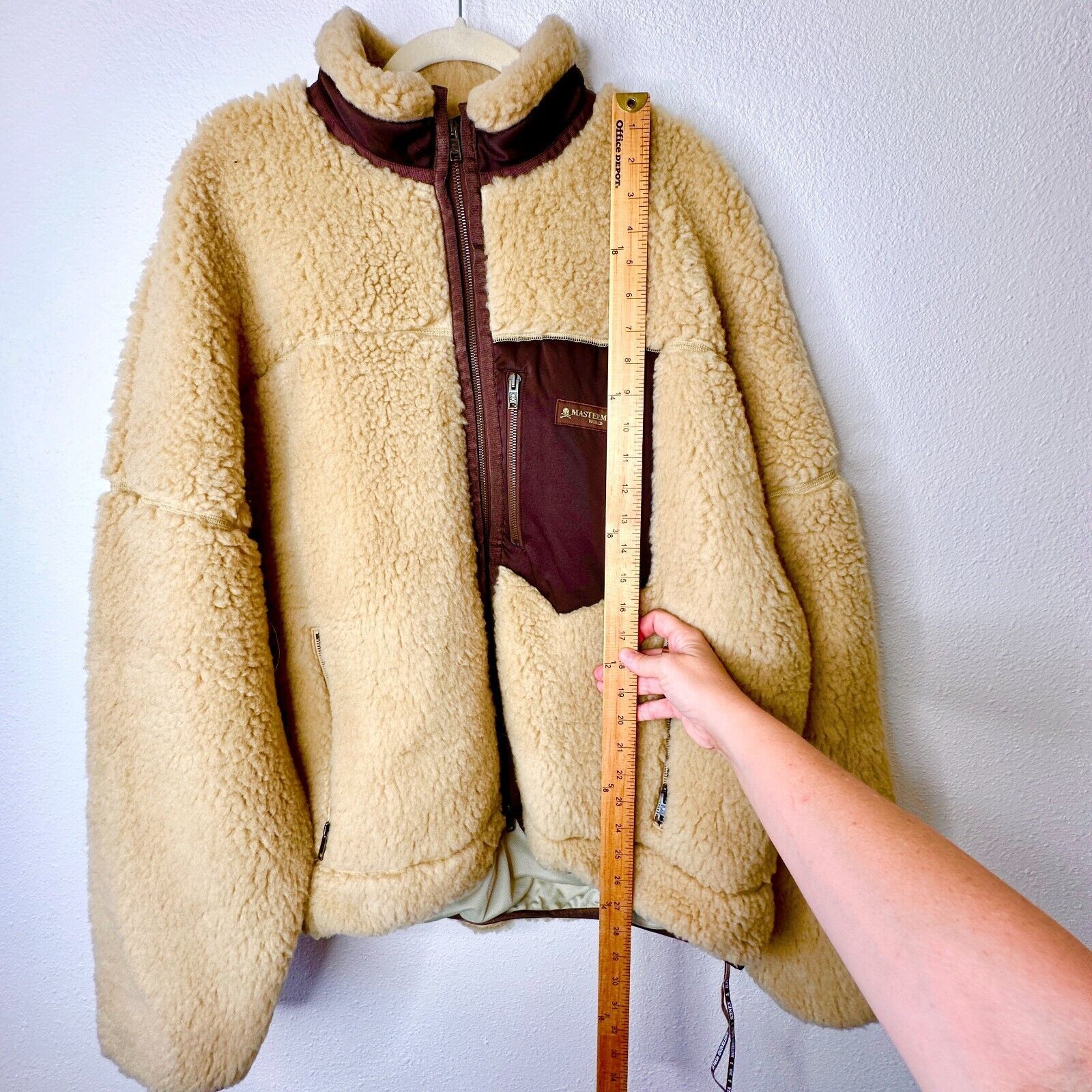 Mastermind World Mastermind World Tan Cashmere Sherpa Jacket Skull Crossbone Size M / US 6-8 / IT 42-44 - 21 Thumbnail