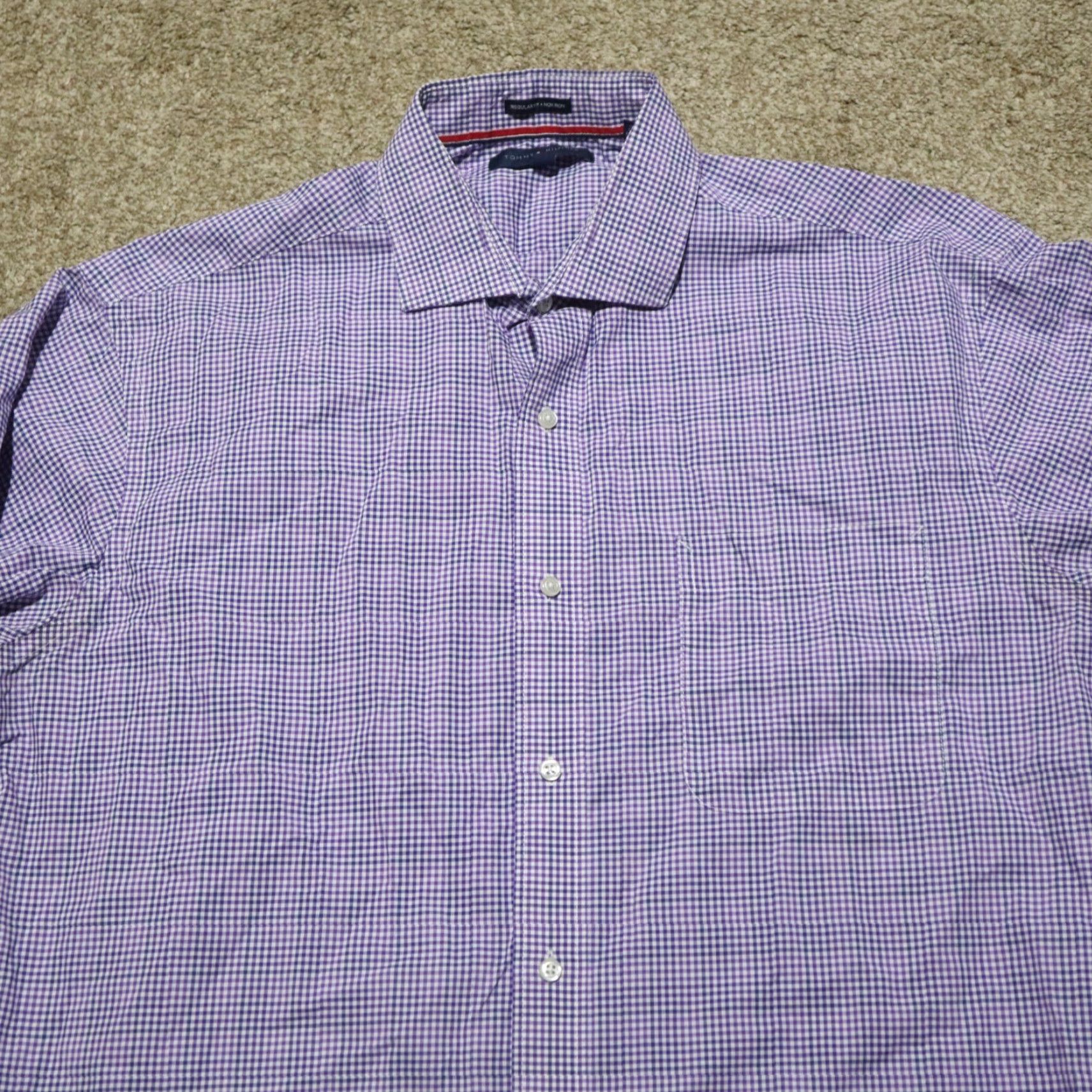 Tommy Hilfiger Tommy Hilfiger Shirt Purple Checkered Button-Up Long Sleeve Men's 16.5 34/35 Size US XL / EU 56 / 4 - 2 Thumbnail