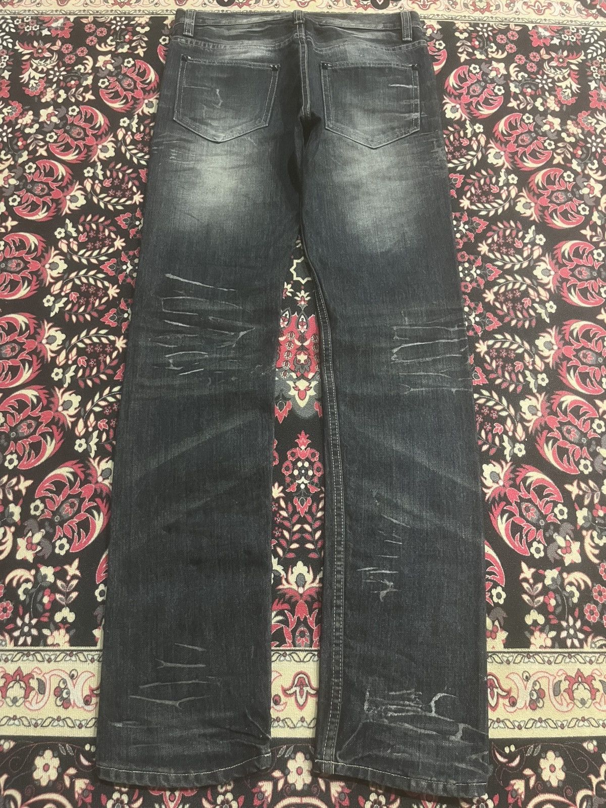 Le Grande Bleu (L.G.B.) Japan Kyohei Dark Washed Studded Pocket Slim Straight Jeans Size US 34 / EU 50 - 2 Thumbnail