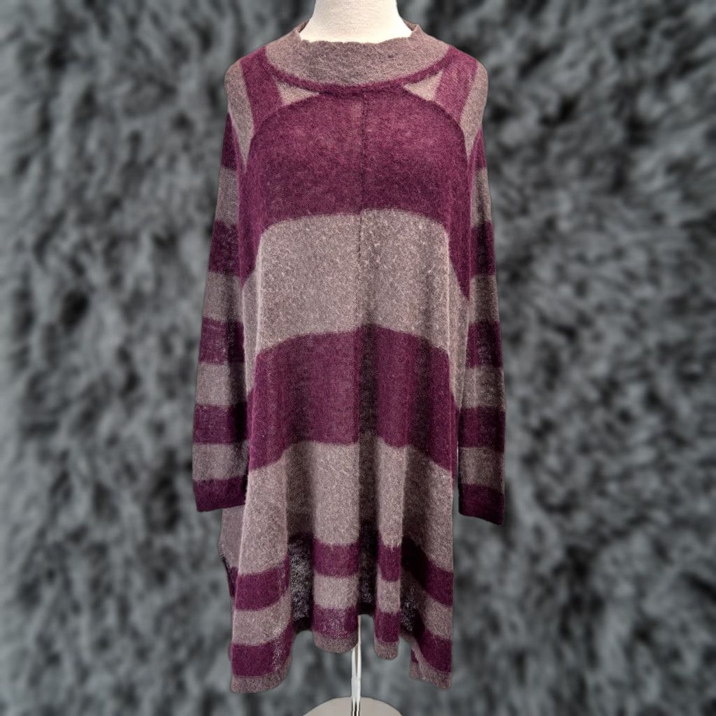 Free People Free People Dress Alpaca Sweater X-small burgundy Beige Stripes Lafayette Size XS / US 0-2 / IT 36-38 - 1 Thumbnail
