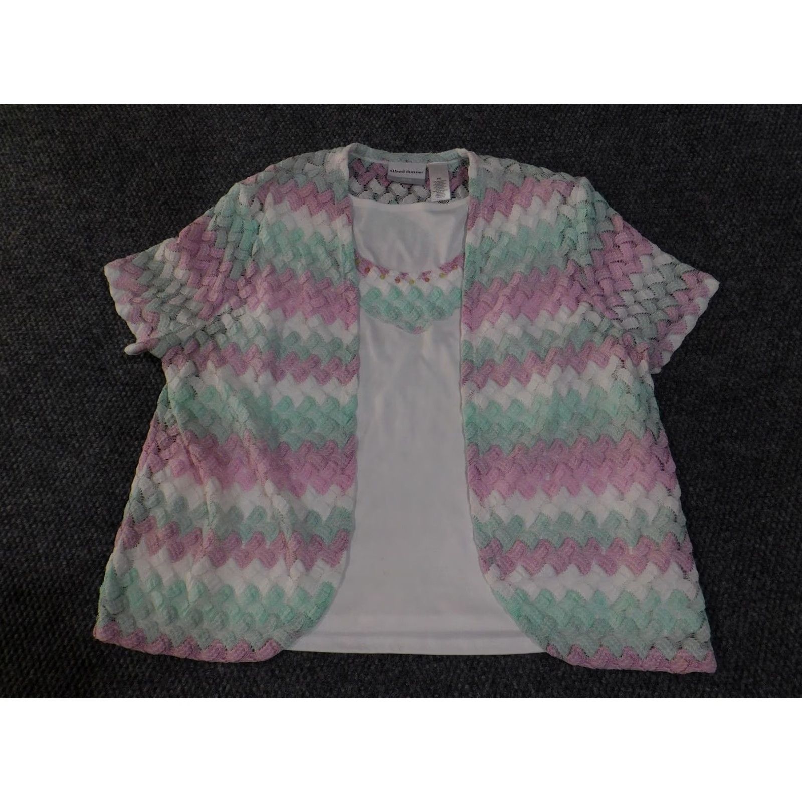Vintage VINTAGE Alfred Dunner Sweater Womens Petite Extra Large Pastel Lace Twinset Layered Top Size XL / US 12-14 / IT 48-50 - 3 Thumbnail
