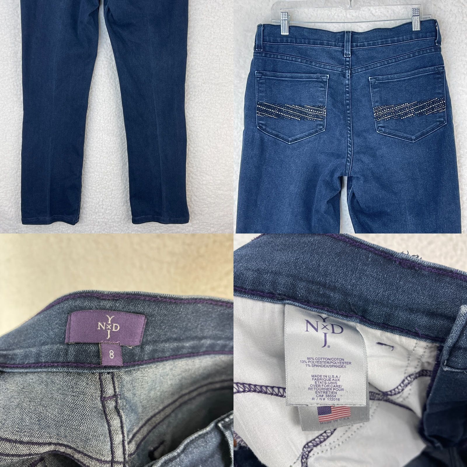 NYDJ NYDJ Blue Denim Embellished Straight Leg Jeans Womens Size 8 Casual Modern City USA Stretch Regular 5-Pocket Blue Denim Try-ons Size 30" / US 8 / IT 44 - 9 Thumbnail