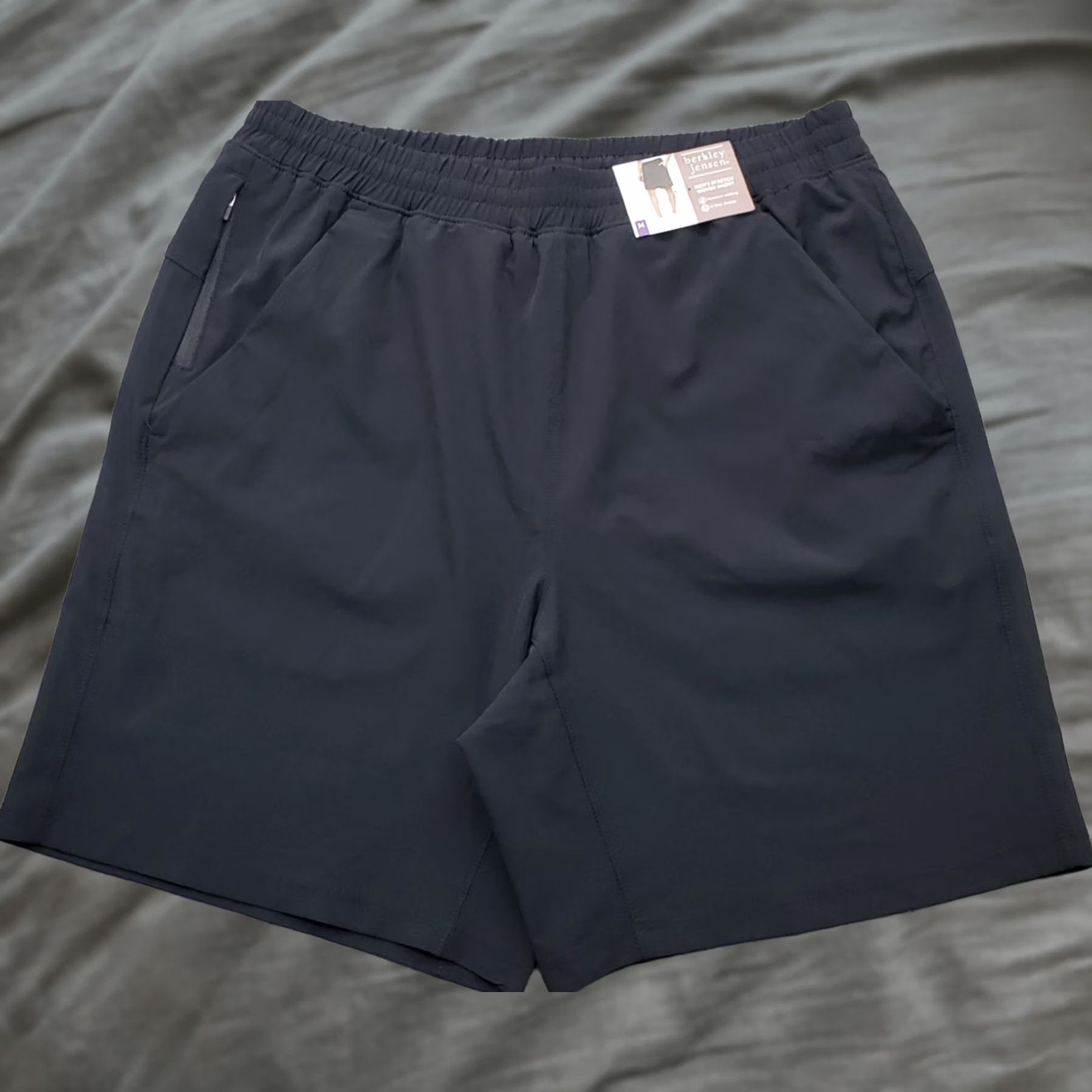 Vintage Berkley Jensen Running Shorts Mens M Black Woven 4-Way Stretch Moisture Wicking Size US 31 - 1 Thumbnail