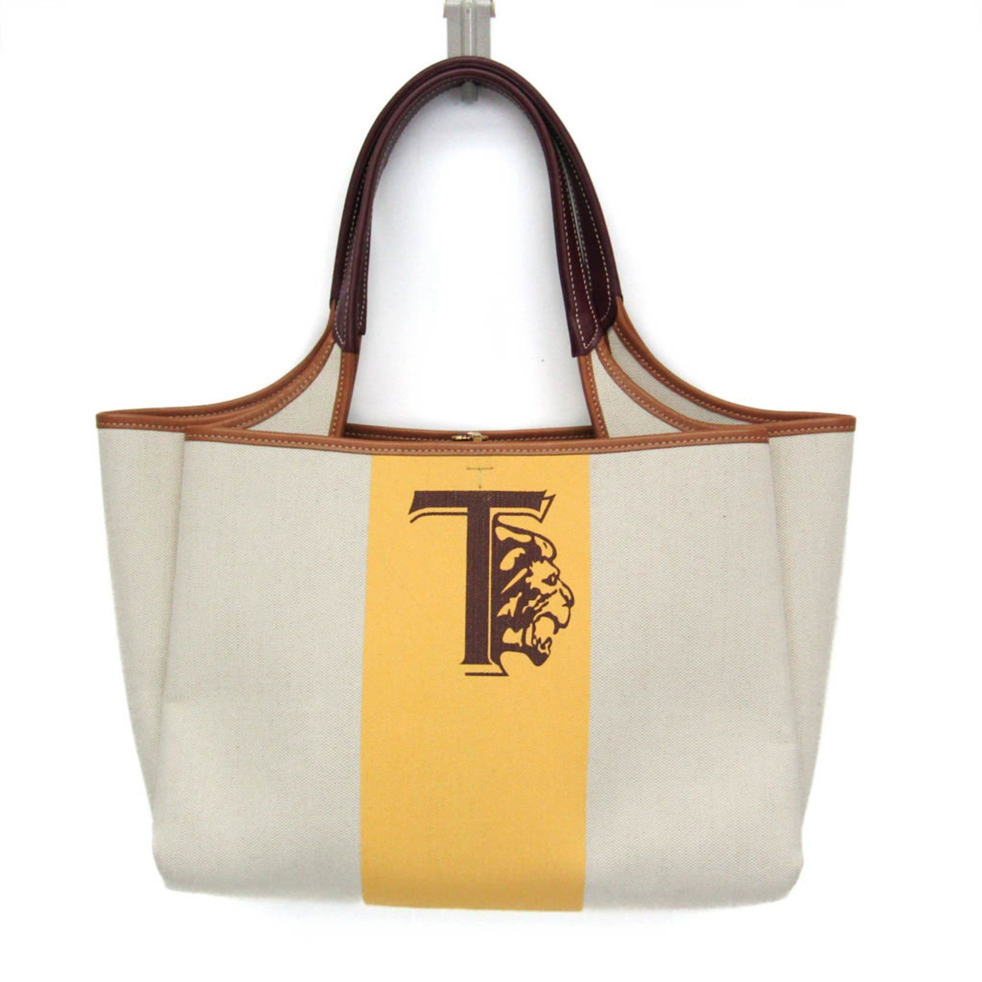 Tod's Tod's Women's Canvas,Leather Tote Bag Light Beige,Yellow Size ONE SIZE - 1 Thumbnail
