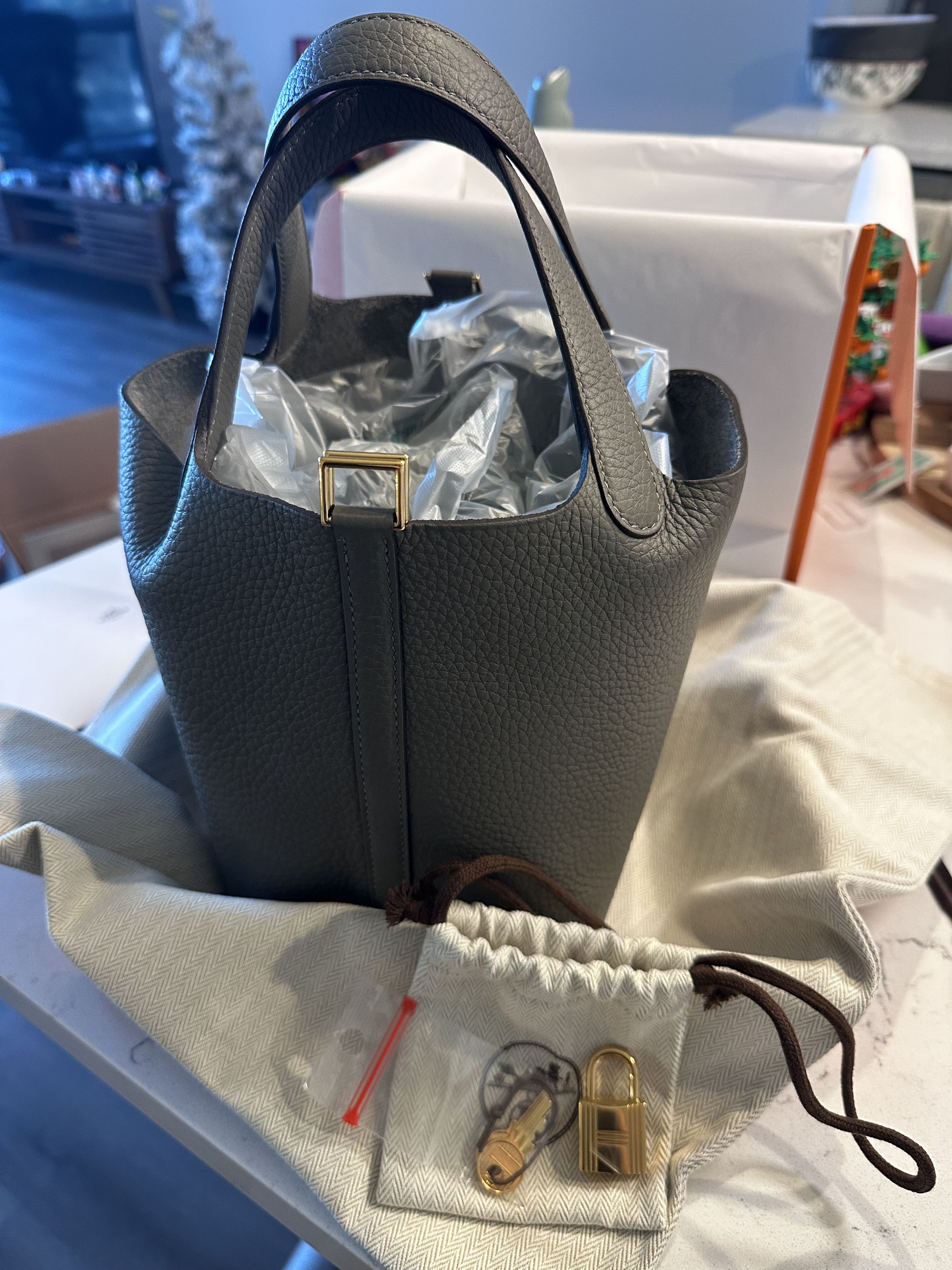 Hermes Hermes Picotin Lock 18 Bag Gris Meyer 