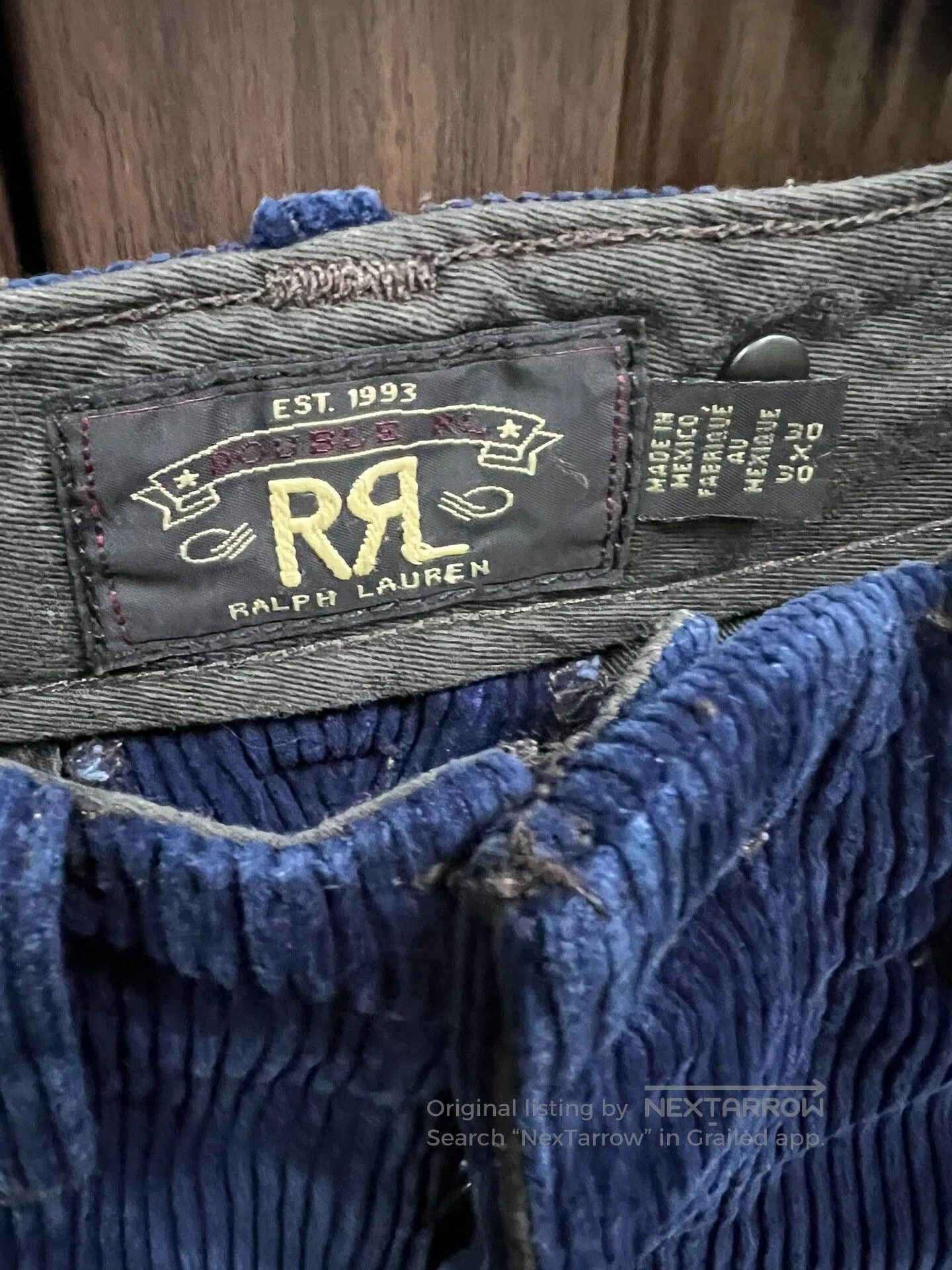 RRL Ralph Lauren RRL Blue Dyed Corduroy Pants with Patches. Size US 30 / EU 46 - 4 Thumbnail