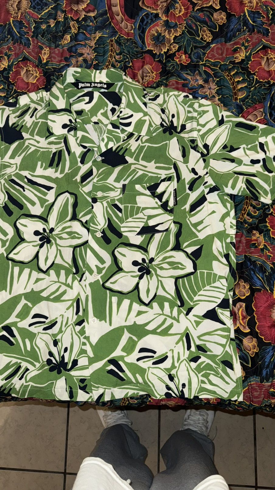 Palm Angels Palm Angels Macro Hibiscus Floral Print Short-Sleeved Shirt Size US M / EU 48-50 / 2 - 6 Thumbnail