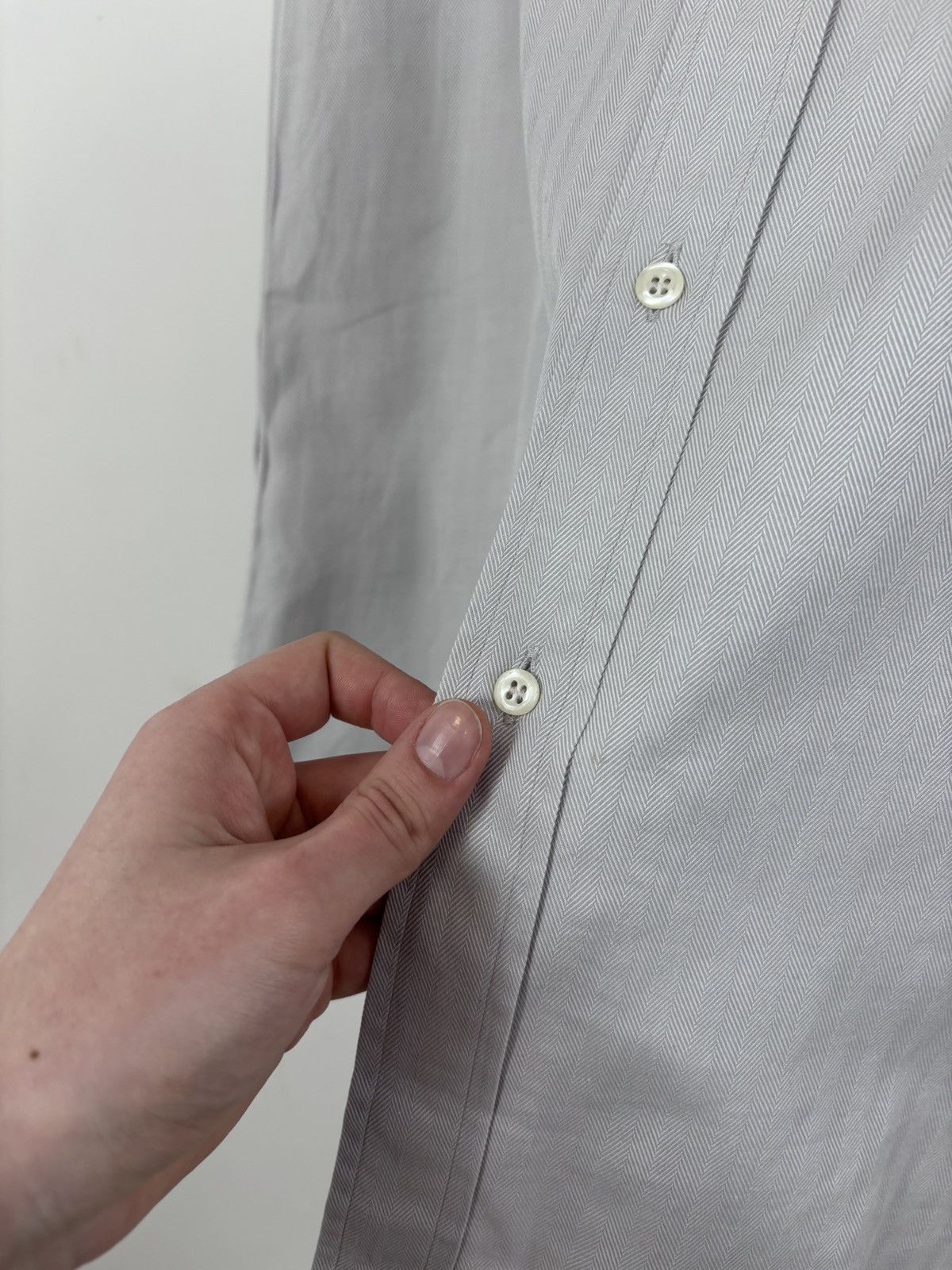 Dolce & Gabbana Dolce & Gabbana Men’s Herringbone Grey Button Up Shirt Size US L / EU 52-54 / 3 - 6 Thumbnail