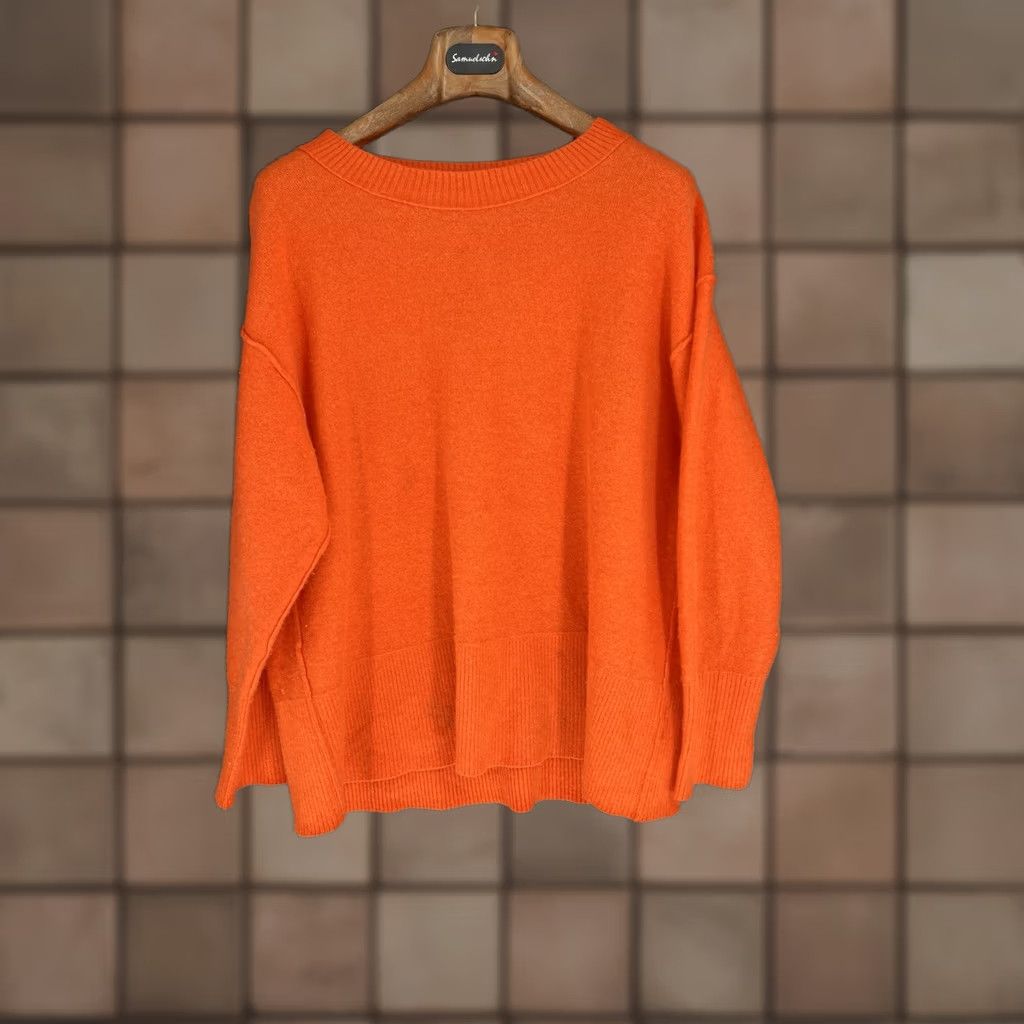 Free People Free People Easy Street Pullover Sweater XS Orange Long Sleeve Mock Neck Womens Knit Solid All Seasons Fall Spring Summer Winter Size XS Size XS / US 0-2 / IT 36-38 - 1 Thumbnail
