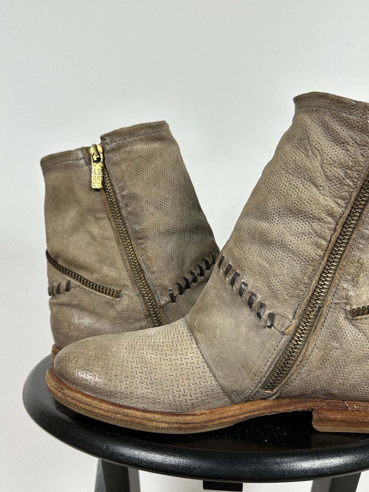 Other A.S.98. Airstep Leather Biker Zip Ankle Boots Size US 7 / IT 37 - 19 Thumbnail