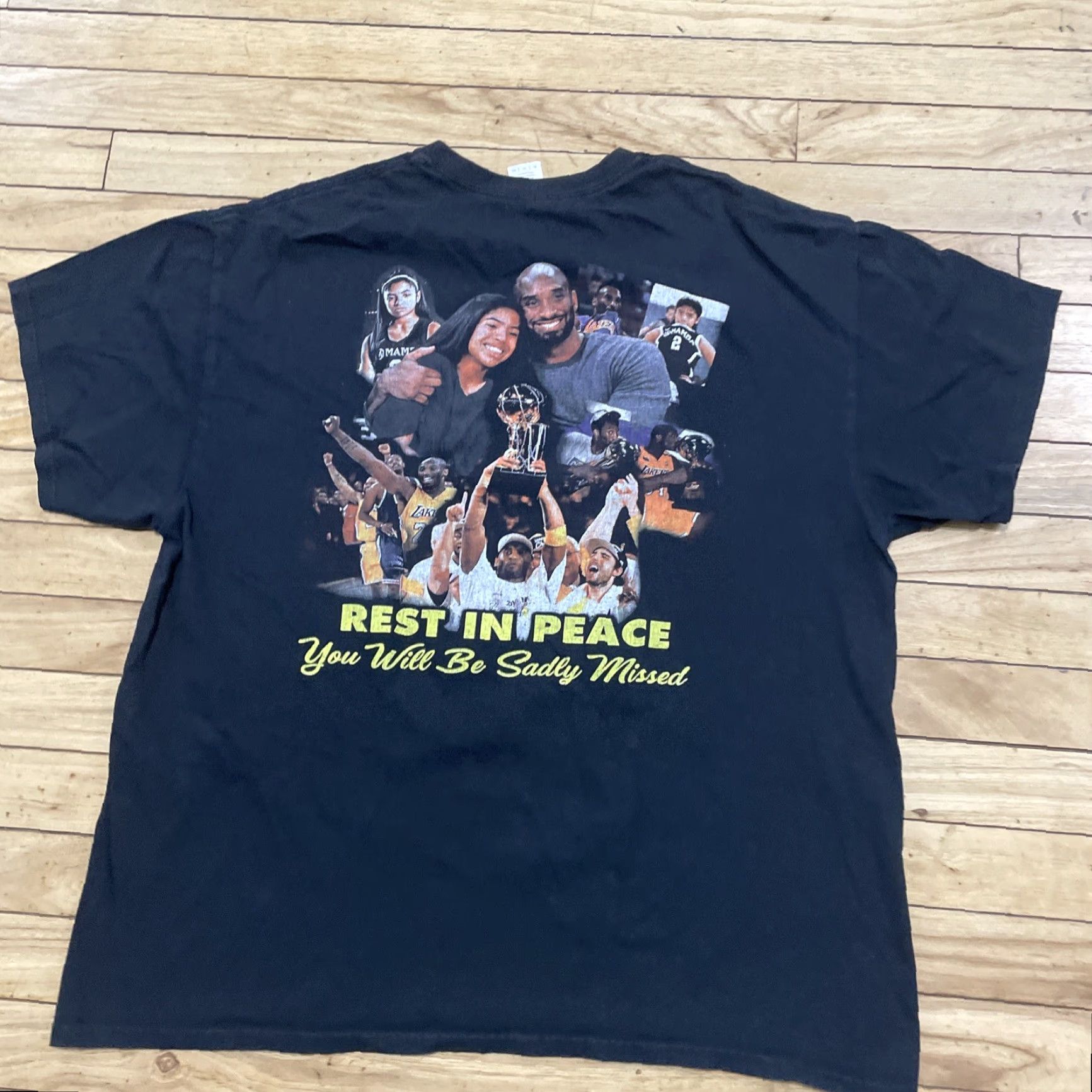 Gildan Kobe Bryant x Gigi Rest in Peace Men T-shirt Unisex Black Tee Basketball Gildan XL Short Sleeve Crew Neck 100% Cotton Graphic Print Shirt Mens Size US XL / EU 56 / 4 - 3 Thumbnail