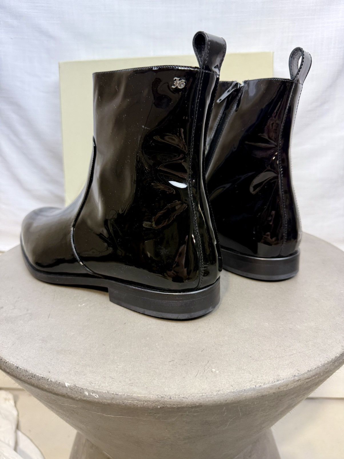 John Galliano Archive New in box Patent Leather Black Zip Boots 42 RARE! Size US 9 / EU 42 - 4 Thumbnail