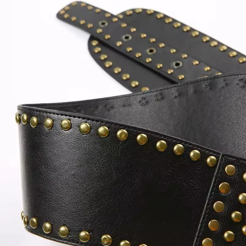 Japanese Brand Y2K Rivet Faux Leather Punk Style Crop Belts Size ONE SIZE - 6 Thumbnail