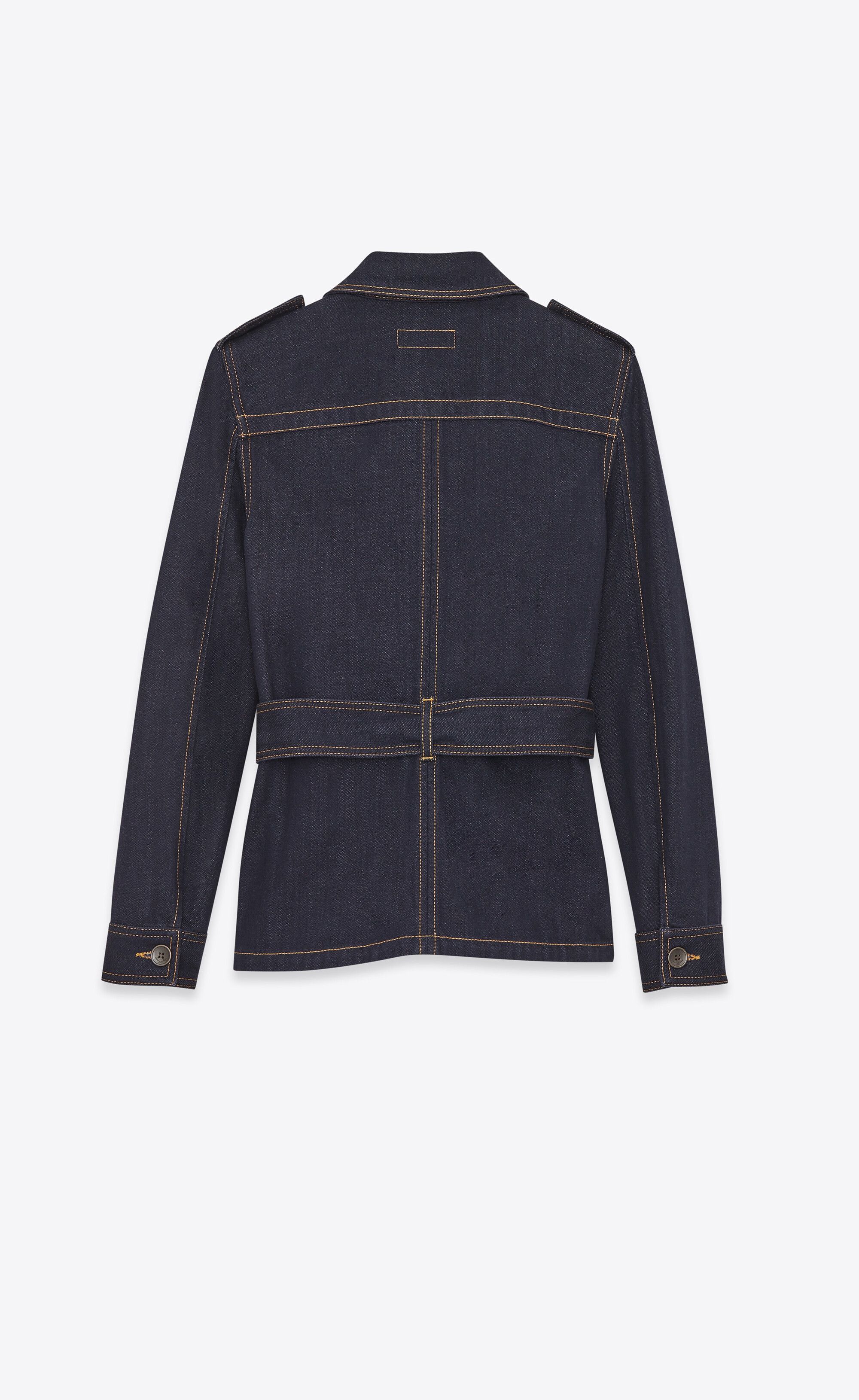 Saint Laurent Paris o1tp1o0125 Saharienne Jacket in Deep Blue Size S / US 4 / IT 40 - 2 Thumbnail