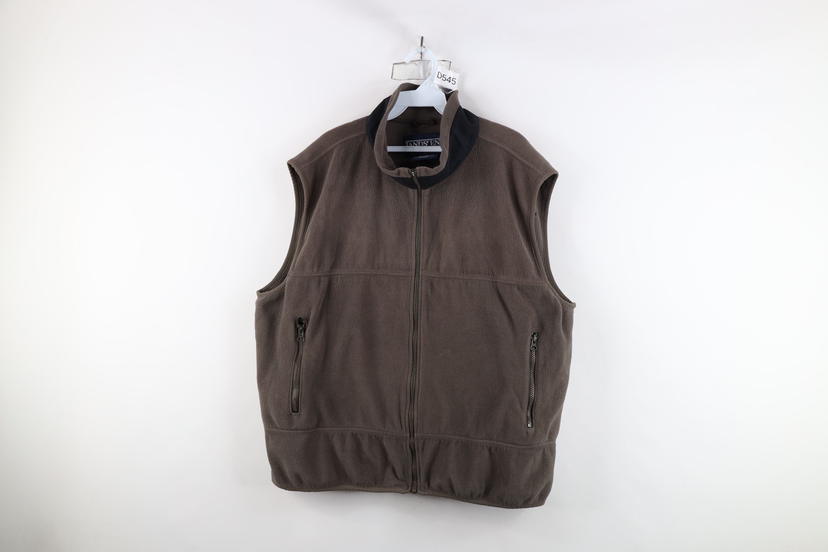 Lands' End × Vintage Vintage 90s Lands End Full Zip Fleece Vest Jacket Gray USA Size US XL / EU 56 / 4 - 1 Thumbnail