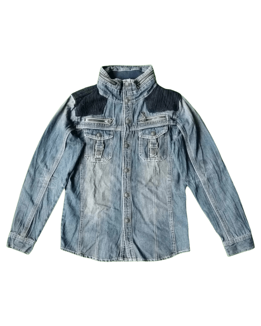 In The Attic In the Attic Mixed-Media J-Rock Denim Jacket Y2K Vintage Size L / US 10 / IT 46 - 1 Thumbnail