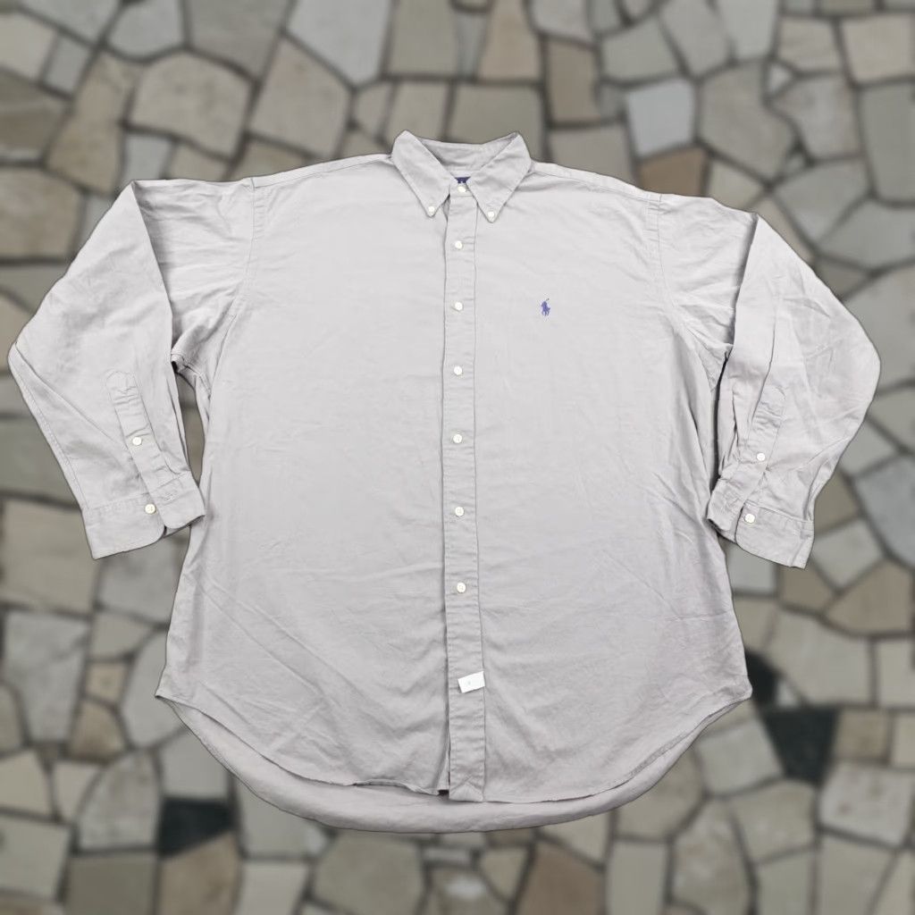 Ralph Lauren VINTAGE Ralph Lauren Shirt Men's Large Gray Twill Button-Up with Pony Logo 90s Size US L / EU 52-54 / 3 - 1 Thumbnail
