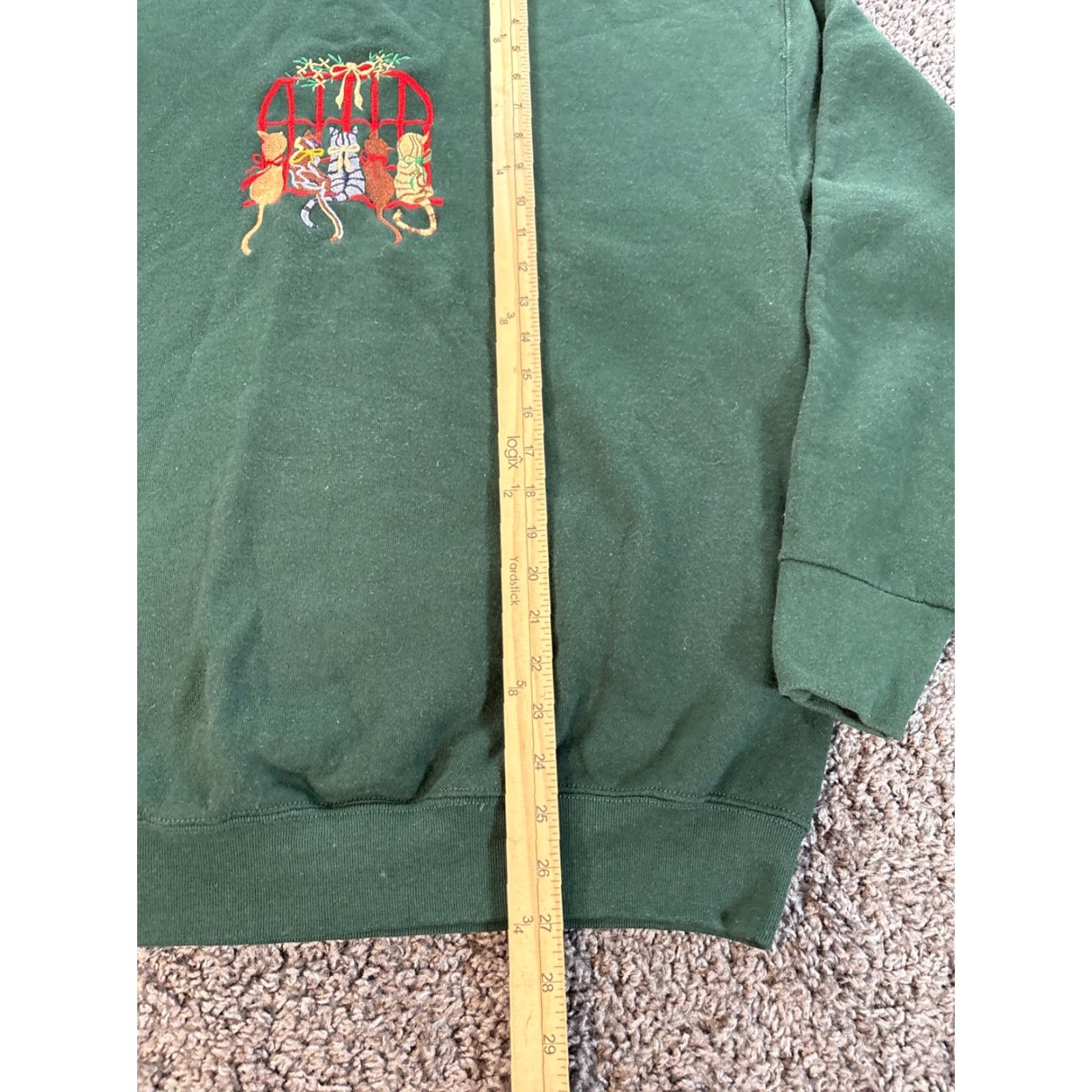 Fruit Of The Loom VINTAGE Fruit Of The Loom Sweatshirt Womens XL Green Cat Lady Kitten 90s Womens XL Green 90s Cat Lady Sweatshirt Size XL / US 12-14 / IT 48-50 - 3 Thumbnail
