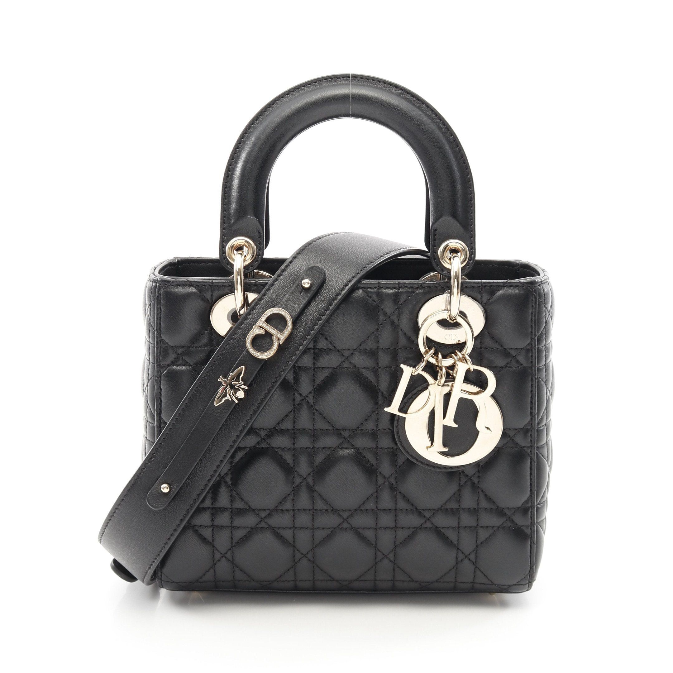 Dior Dior Lady Dior Small Canage Handbag Leather Black Size ONE SIZE - 1 Thumbnail