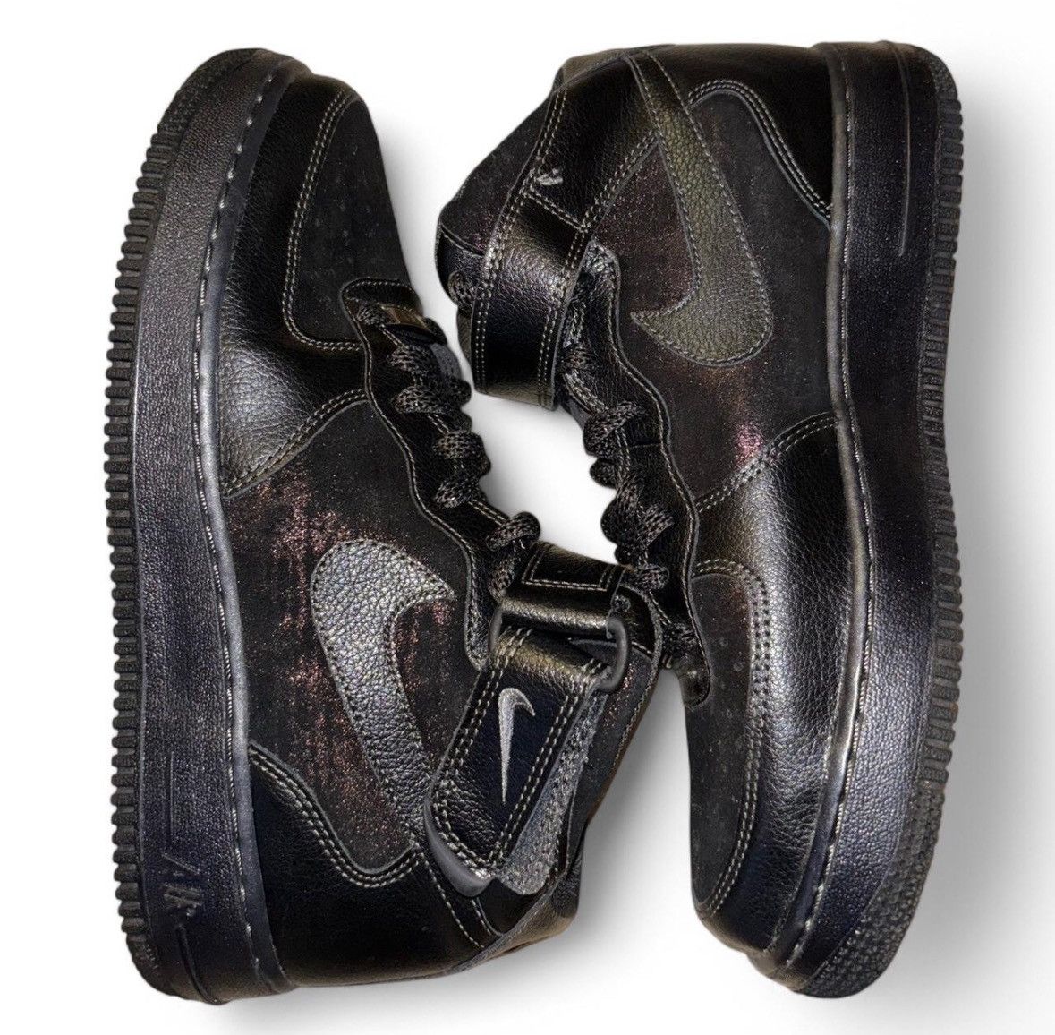 Nike Custom Sparkly Black Mid Air Force Ones Size US 9 / IT 39 - 1 Thumbnail