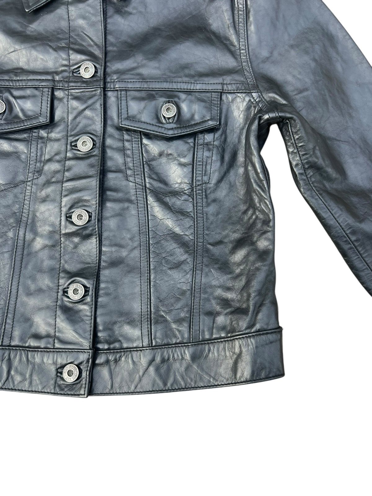 Gap Vintage Fall 2000 GAP Patina Black Leather Trucker Jacket Size S / US 4 / IT 40 - 10 Thumbnail
