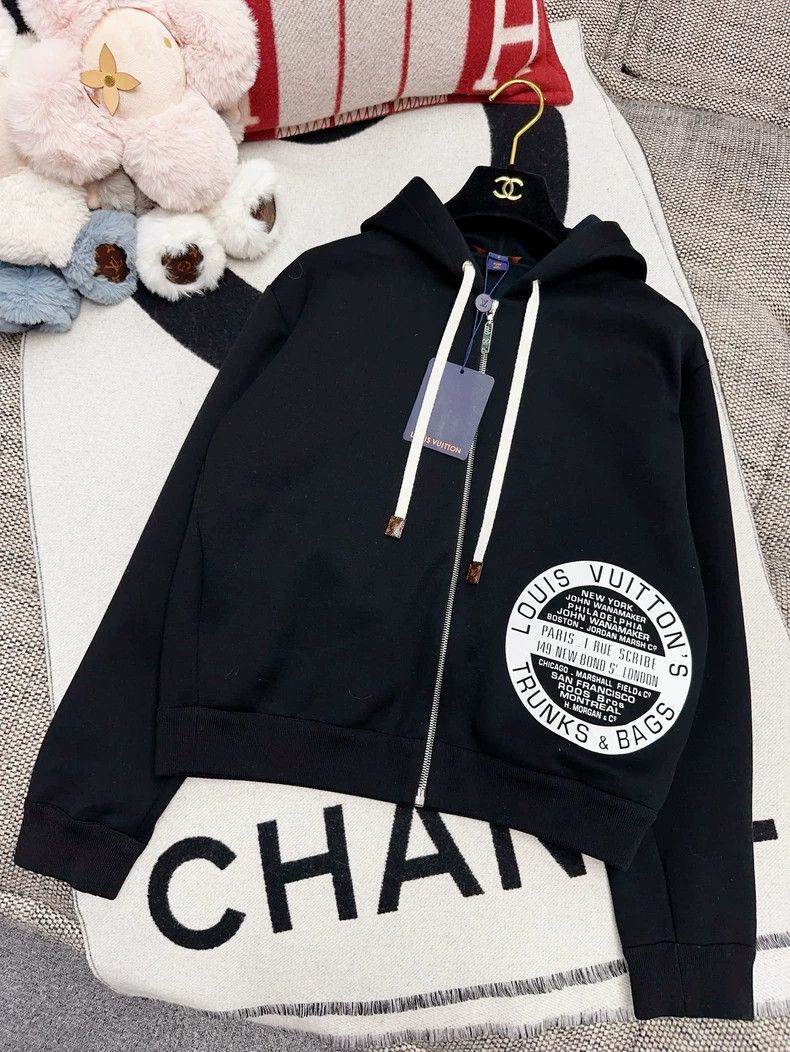 Hoodie Dh Gate Lv Louis Vuitton Black Hooded Sweatshirt Jacket -DMC