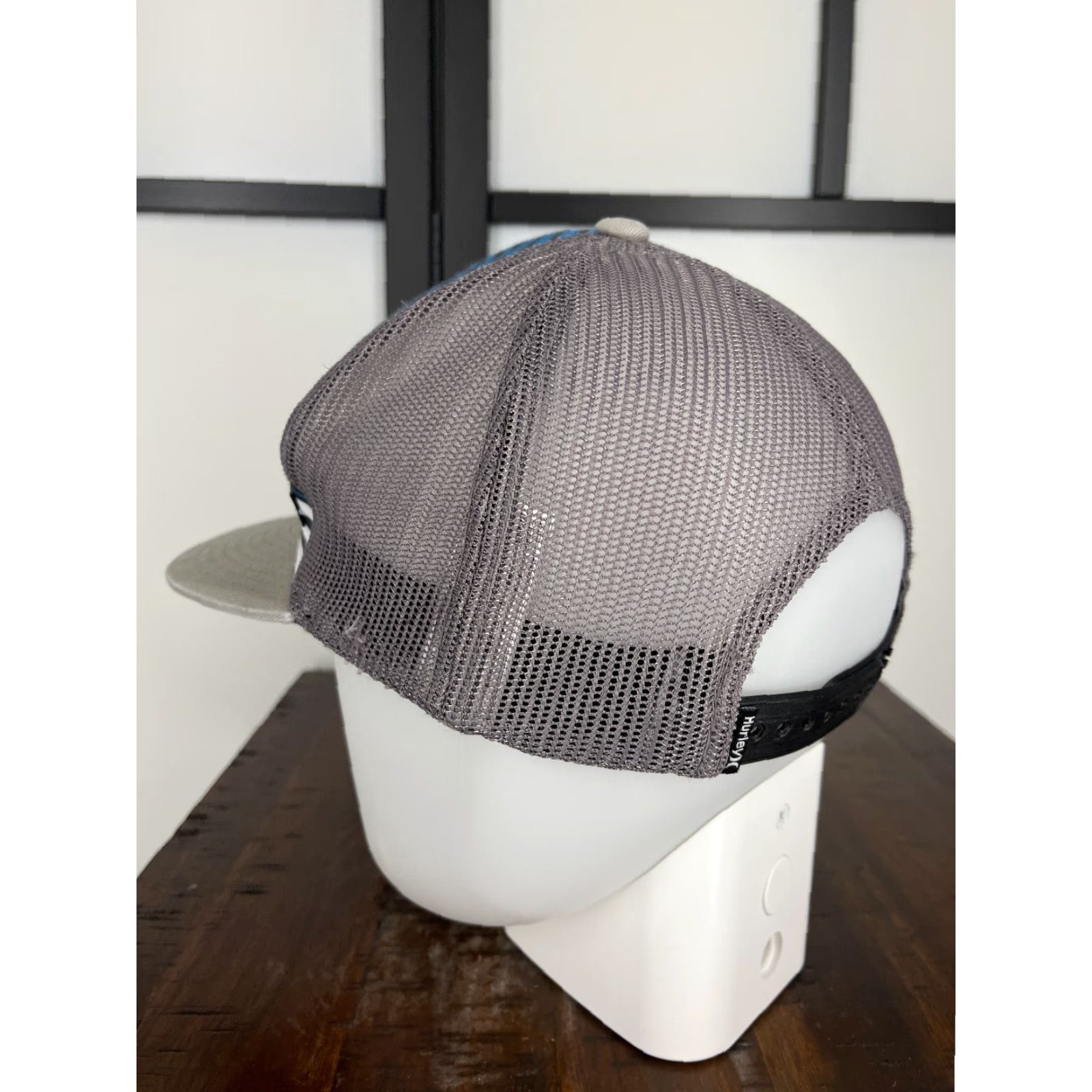 Hurley Hurley Hat Cap Slouch Trucker Adult One Size Blue Gray Stripe Nylon Polyester Adj Adjustable Mens Sports Beach Style 90s? Size ONE SIZE - 5 Thumbnail