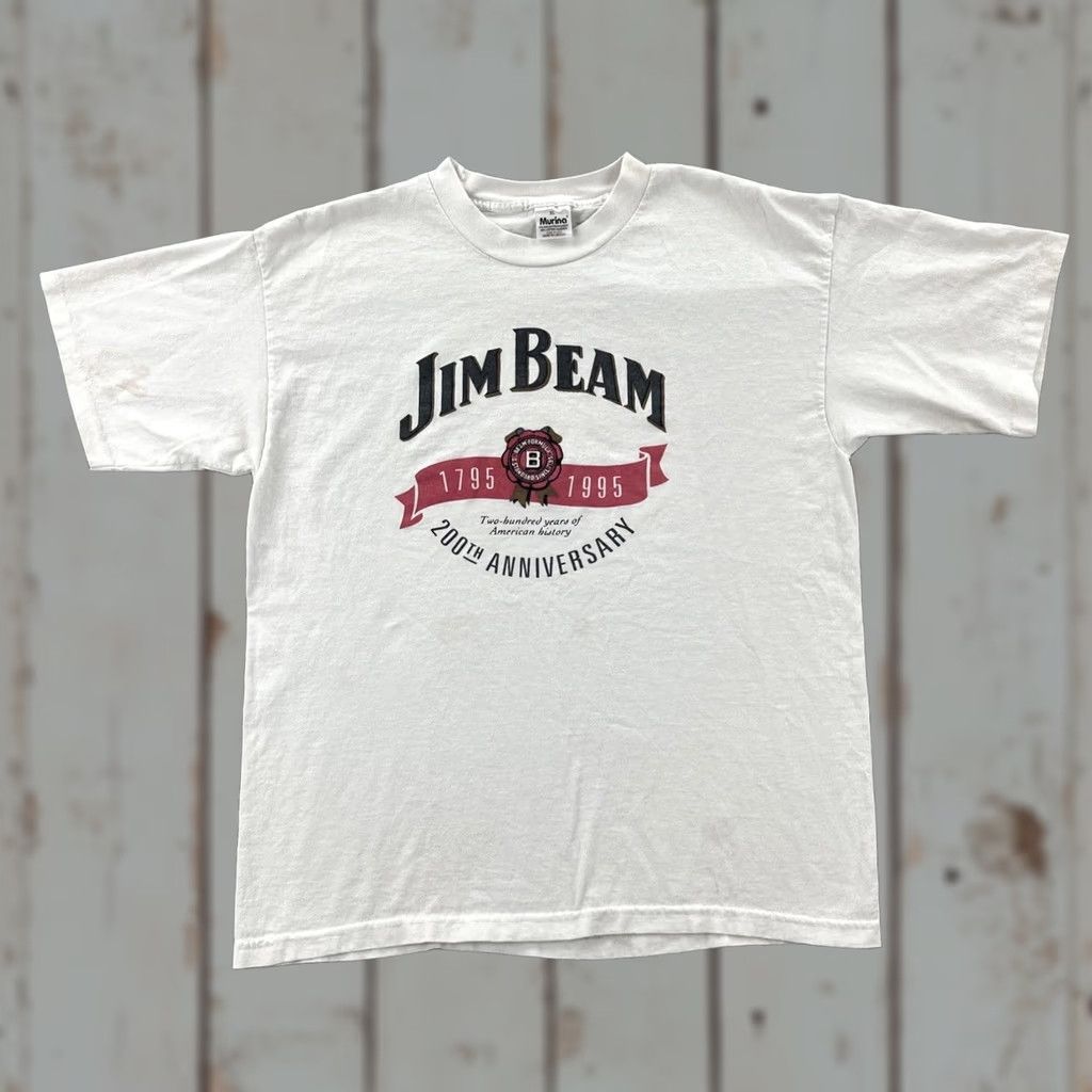 Vintage VINTAGE Murina Mens XL White T-Shirt USA 1995 200th Anniversary Jim Beam Graphic Print Crew Neck Short Sleeve Cotton Size US XL / EU 56 / 4 - 1 Thumbnail