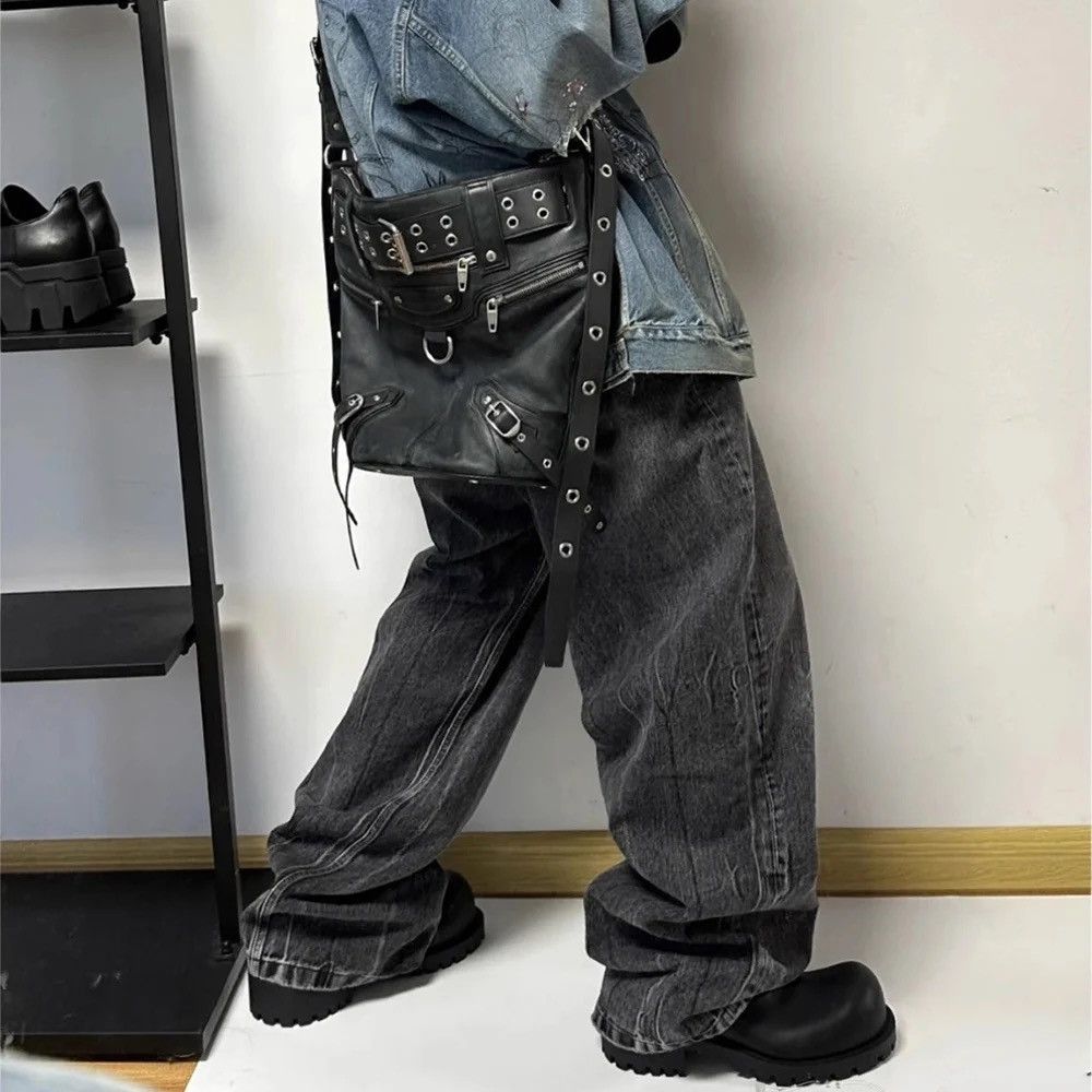 Jean × Vintage Black Washed Damage Baggy jeans y2k 90’s retro style Size US 32 / EU 48 - 9 Thumbnail