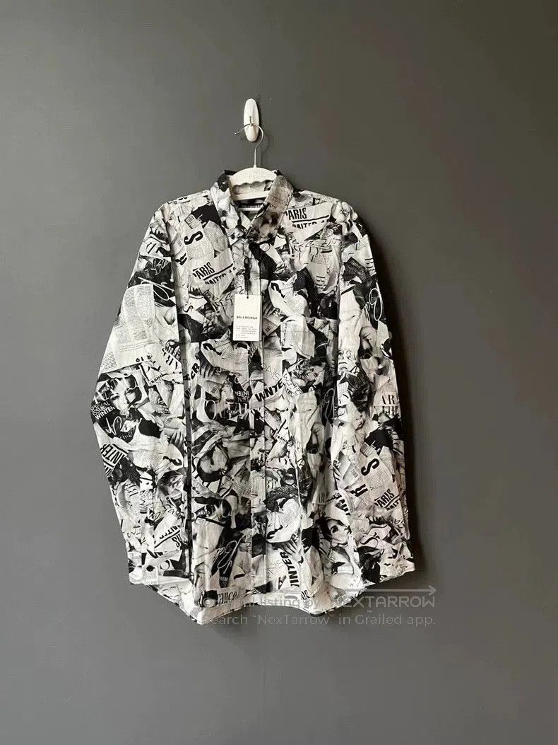 Balenciaga Balenciaga Newspaper Print Shirt. Size US S / EU 44-46 / 1 - 1 Thumbnail